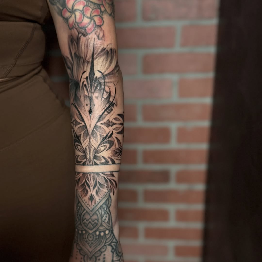 Tattoo by @jocelyntattoos — black_and_grey, ornamental
