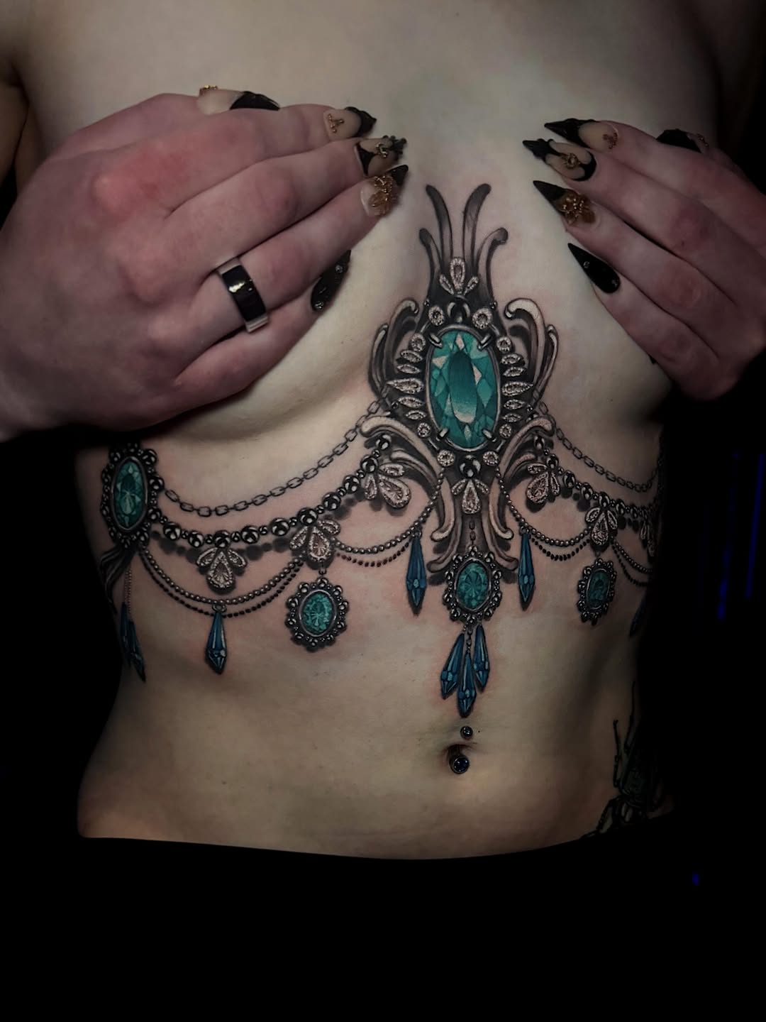 Tattoo by @amberstrangetattoos โ ornamental, black_and_grey