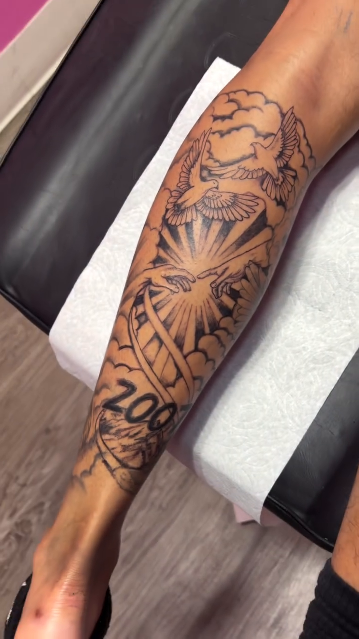 Realism tattoo on the calf by Vegas Tattoo Mommy ๐๐, Las Vegas, Nevada