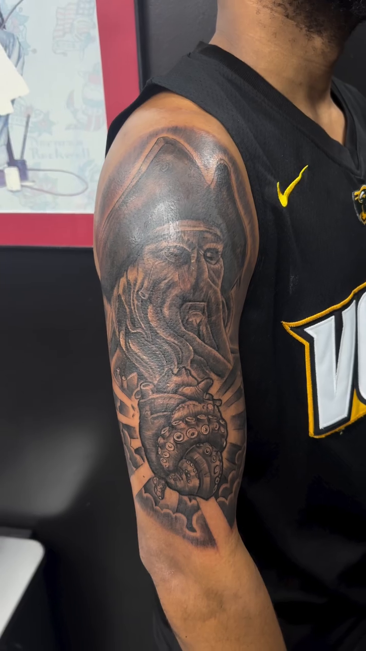 Tattoo by @rockemtatts — realism, black_and_grey