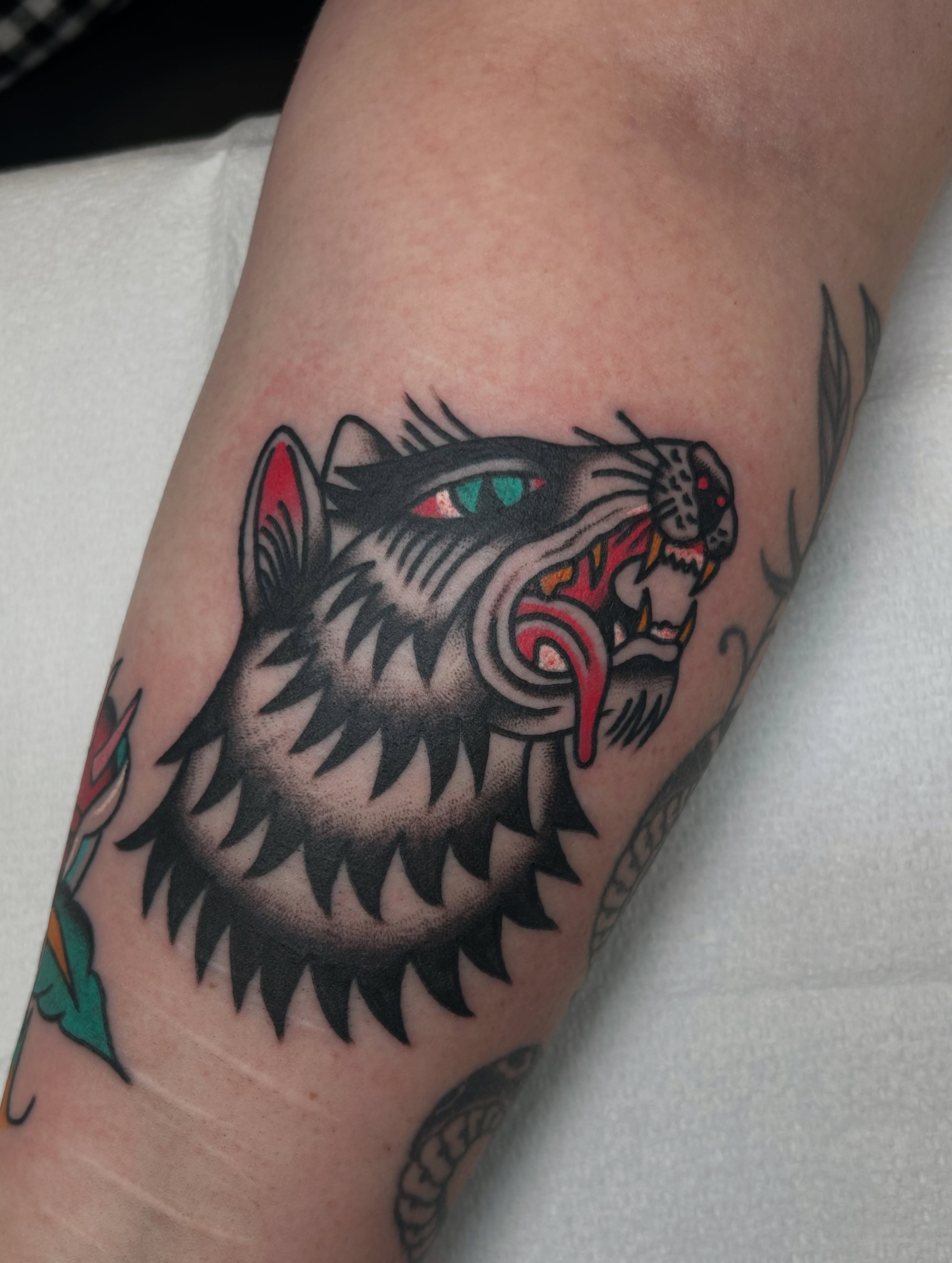 Panther American traditional tattoo on the forearm by ๐๐ข๐ฉ๐๐ซ๐ฆ๐ข ๐๐ฌ๐ซ๐ก๐๐ถ๐ฆ
โจ