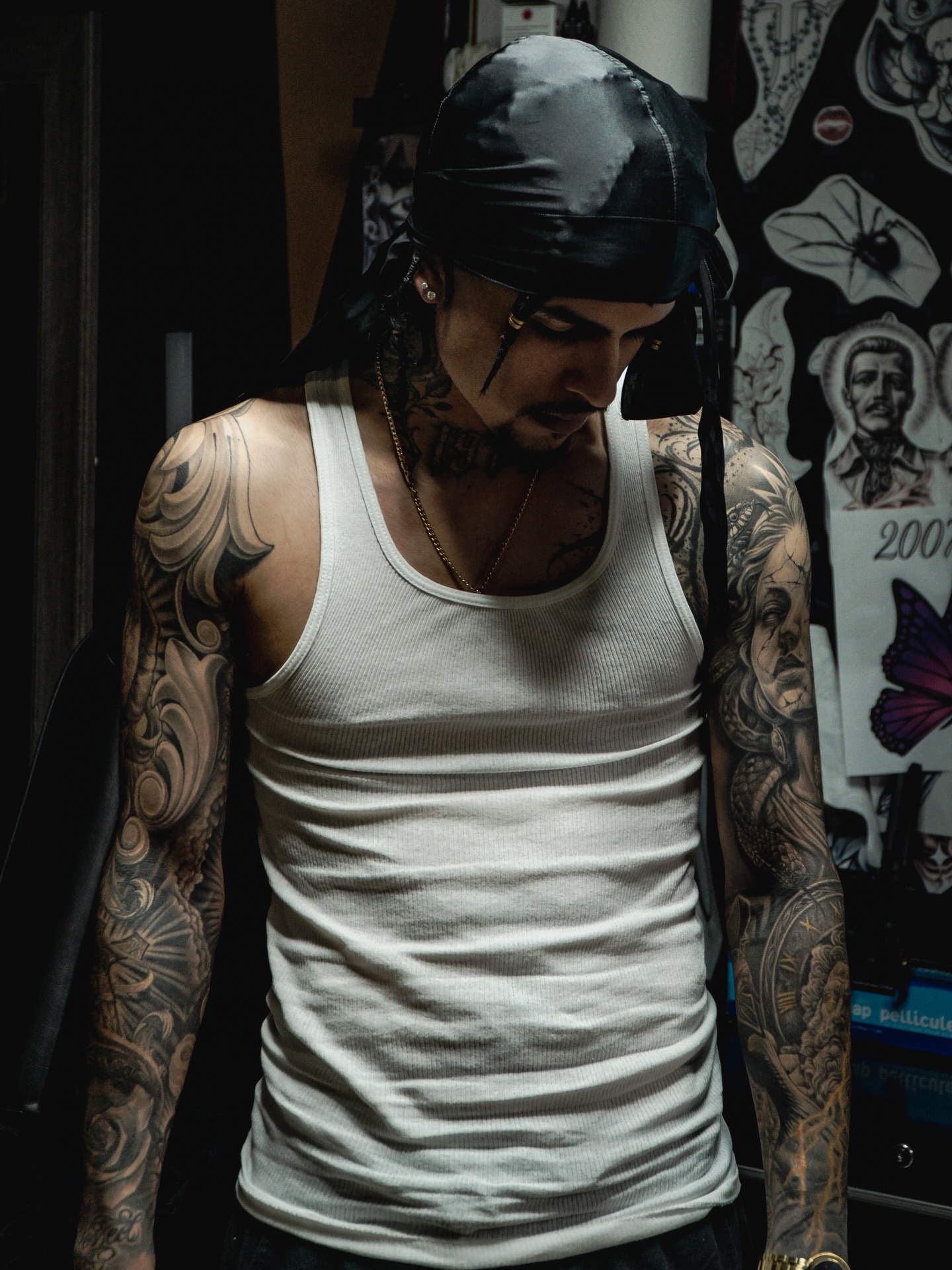 Tattooed torso black and grey tattoo on the torso by Omar Sheriff Herrera