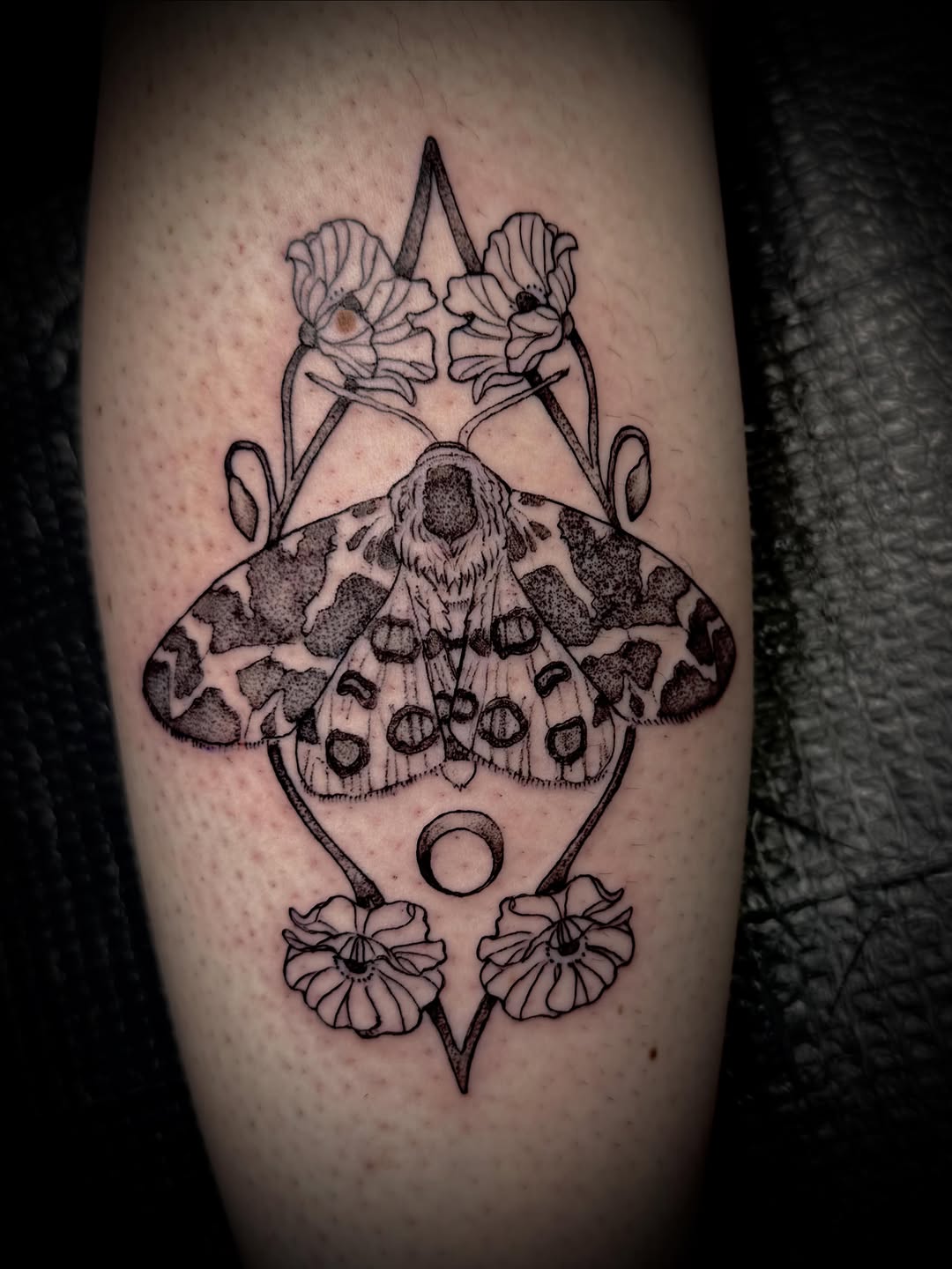 Tattoo by @christen_wolfe — dotwork, black_and_grey