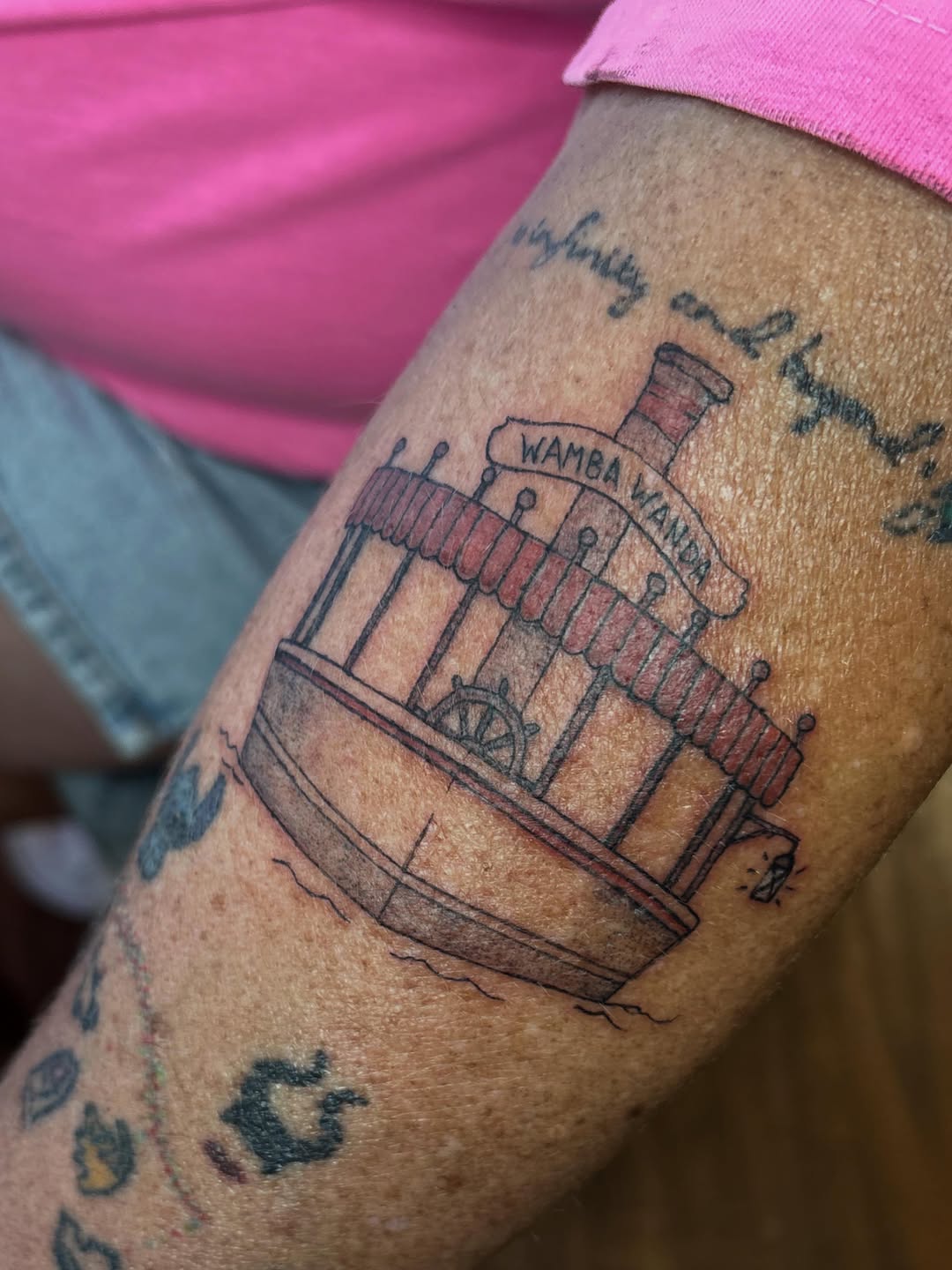 Steamboat tattoo on the forearm by Victoria Cooper
