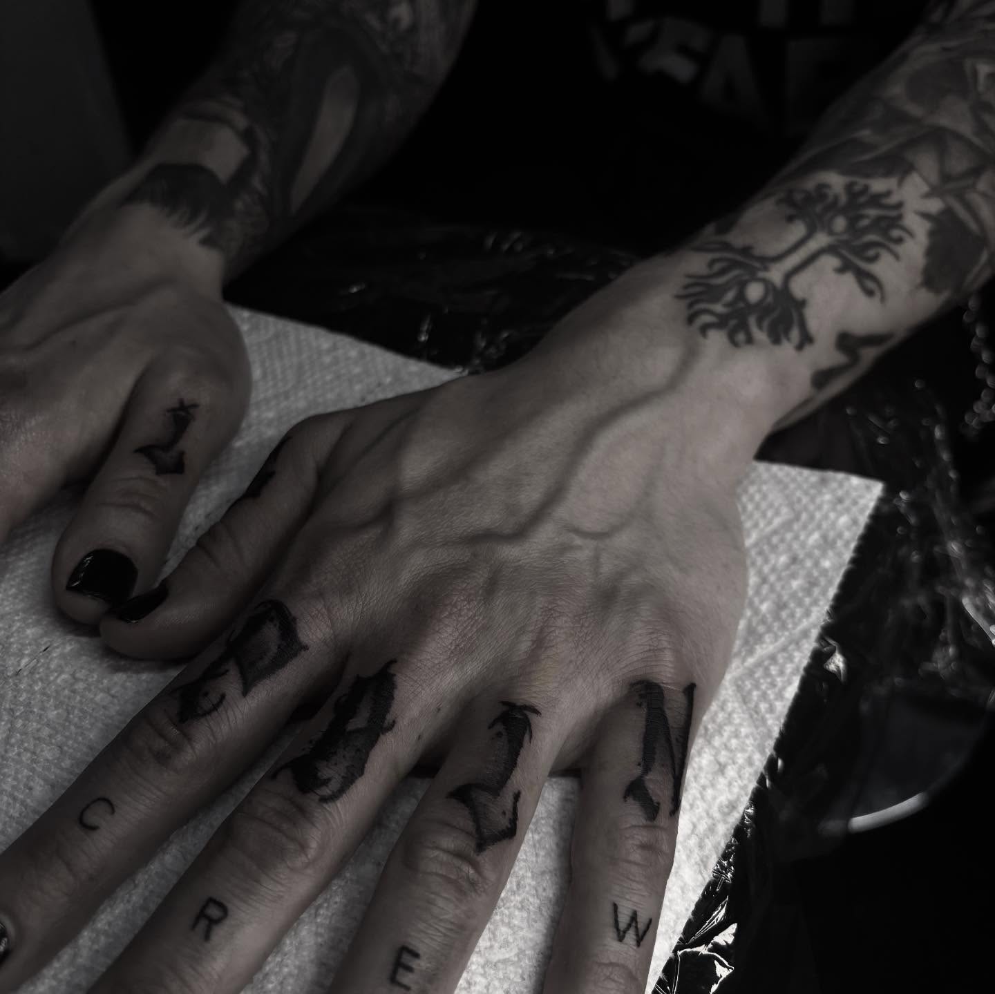 Lettering lettering script tattoo on the hand by suzie