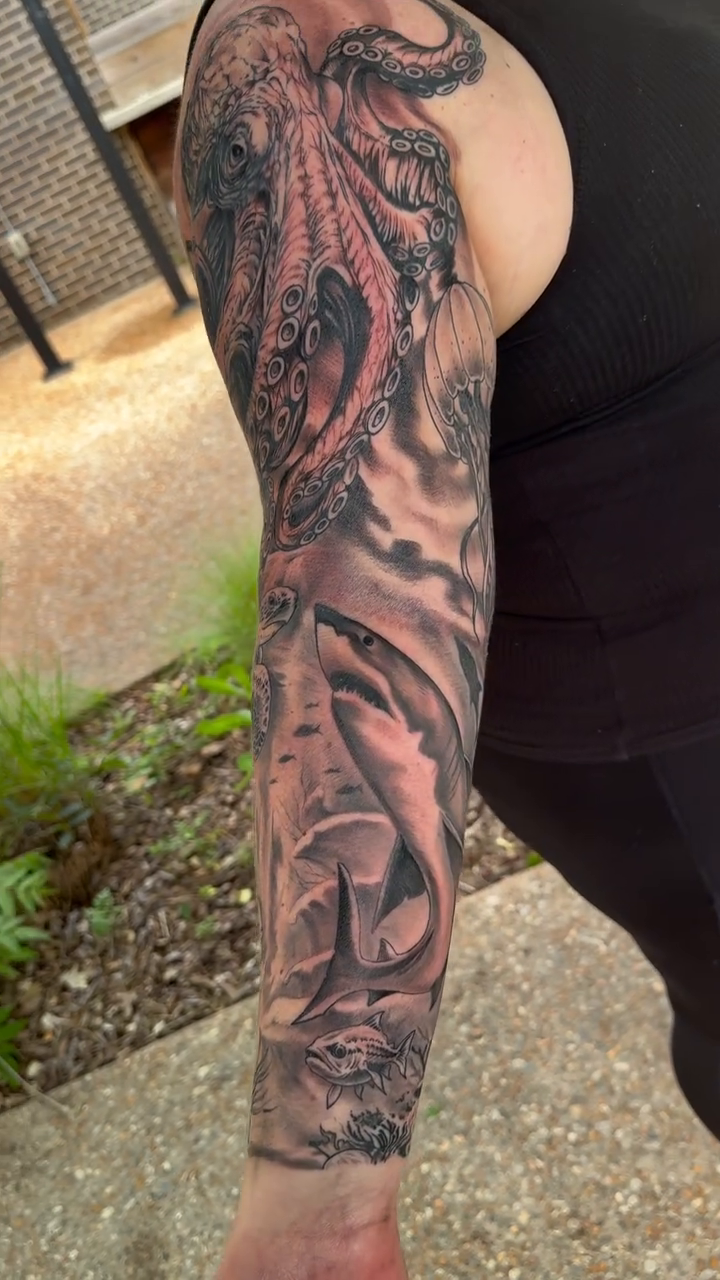Tattoo by @arclighttattoo — realism, black_and_grey
