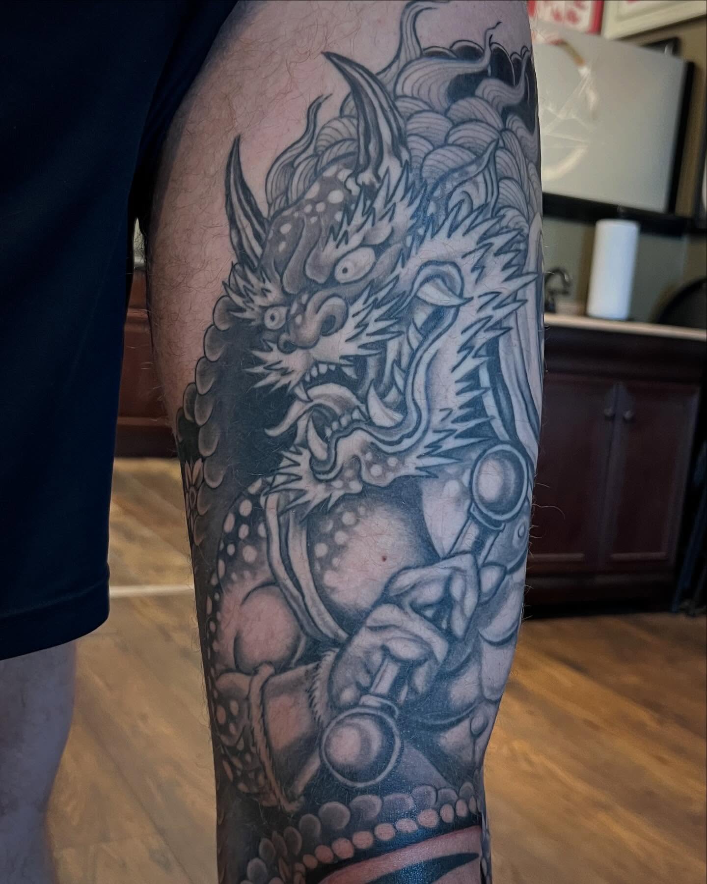 Dragon japanese irezumi tattoo on the forearm by Jesse Gray