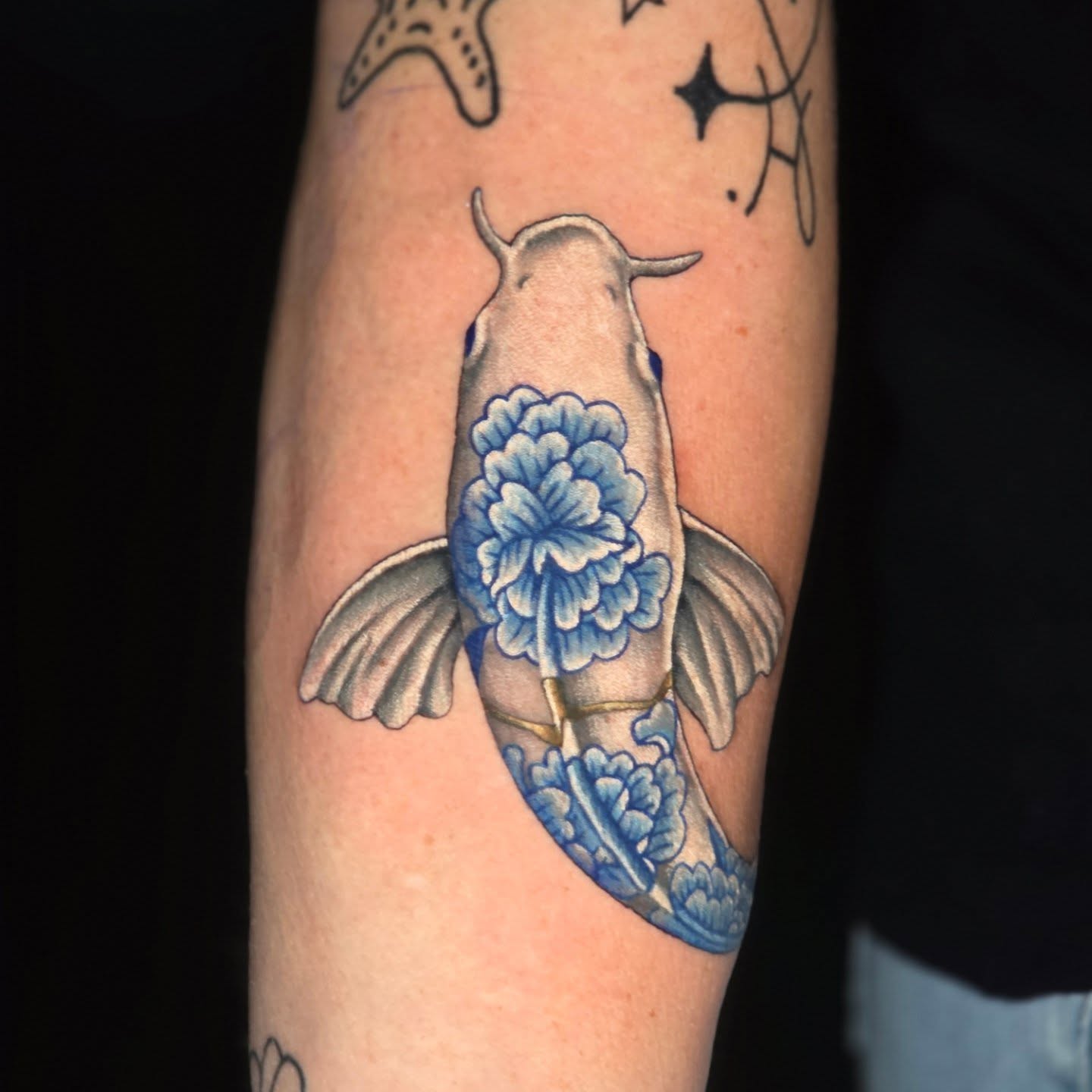 Koi fish japanese irezumi tattoo on the forearm by Banana Cake