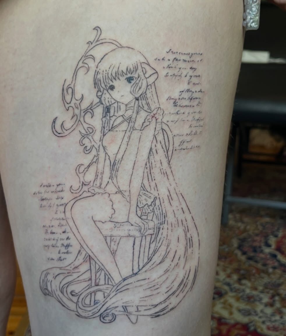 Tattoo by @tattoomortis — anime, sketch