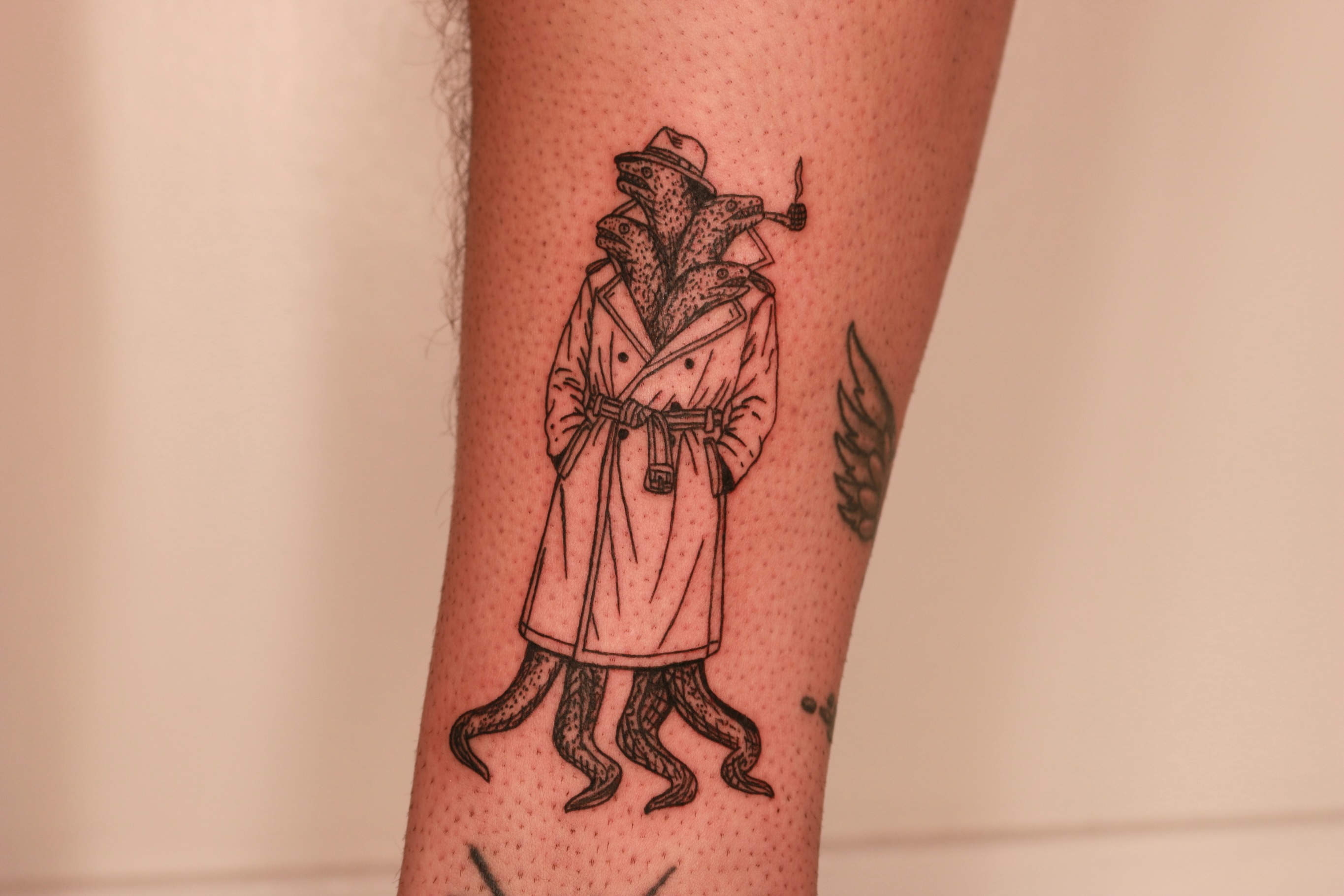 Octopus man dotwork tattoo on the forearm by Mike