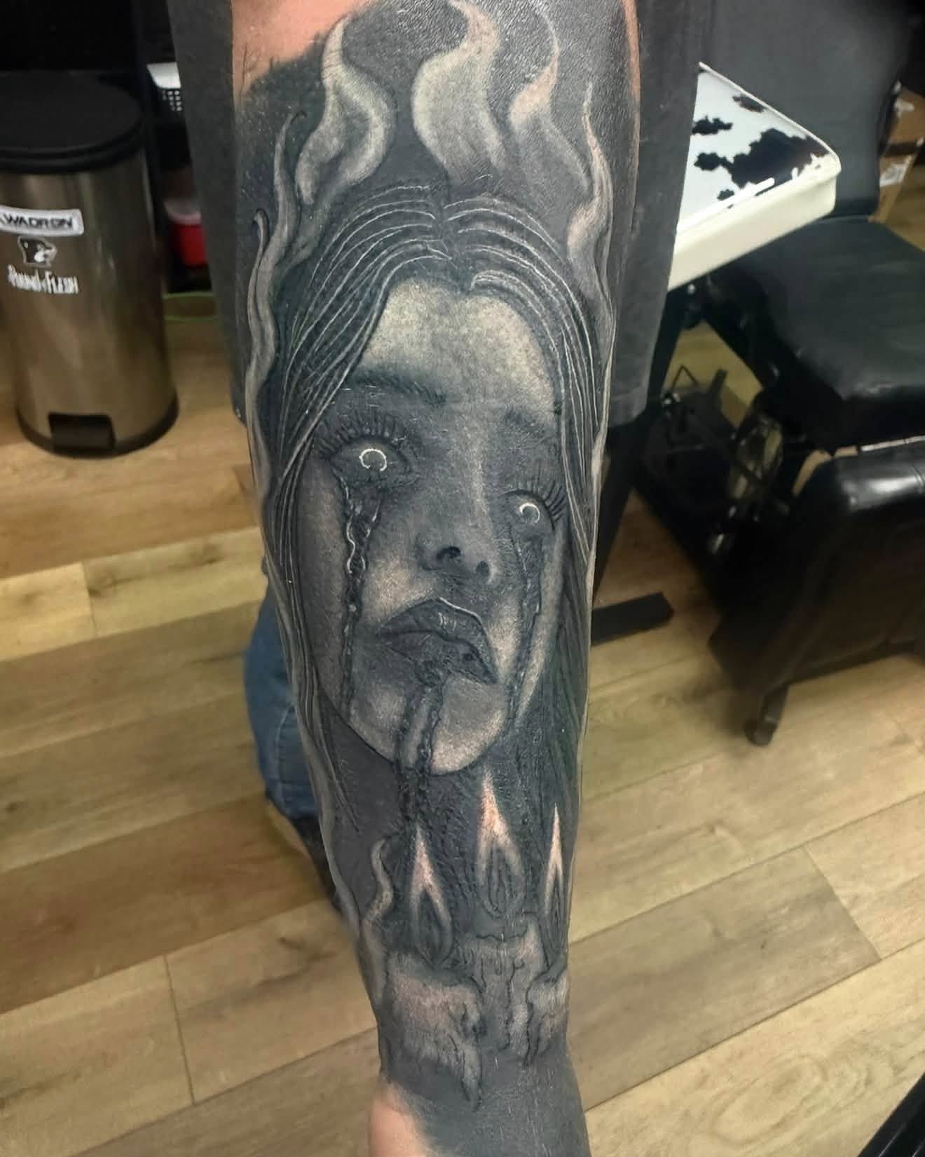 Tattoo by @jedlewis23 — black_and_grey, realism