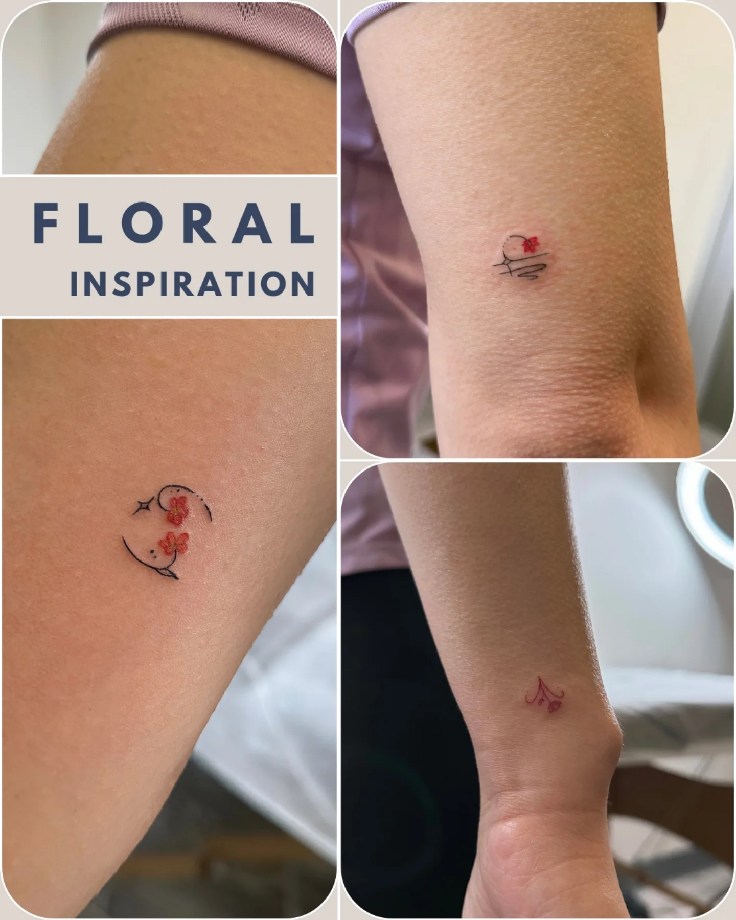 Floral fine line tattoo on the forearm by Floral Fineline Tattoo