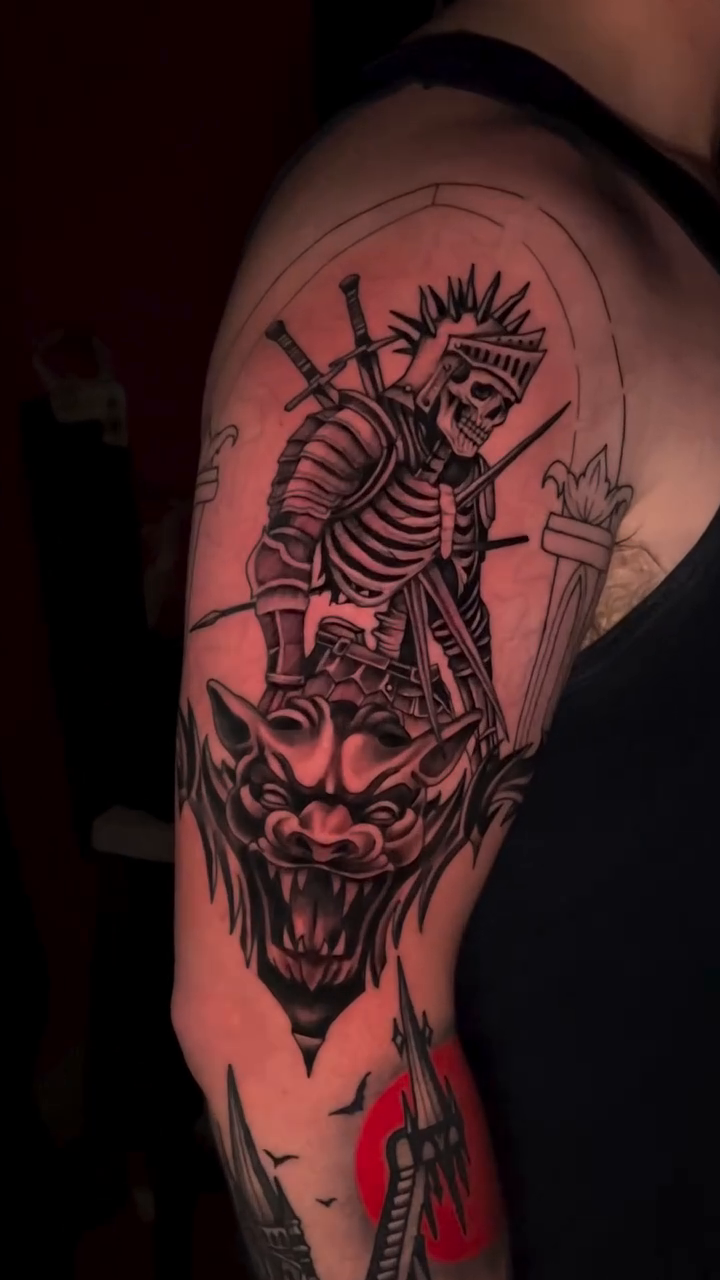 Tattoo by @_rickyyryan — black_and_grey, dark_realism
