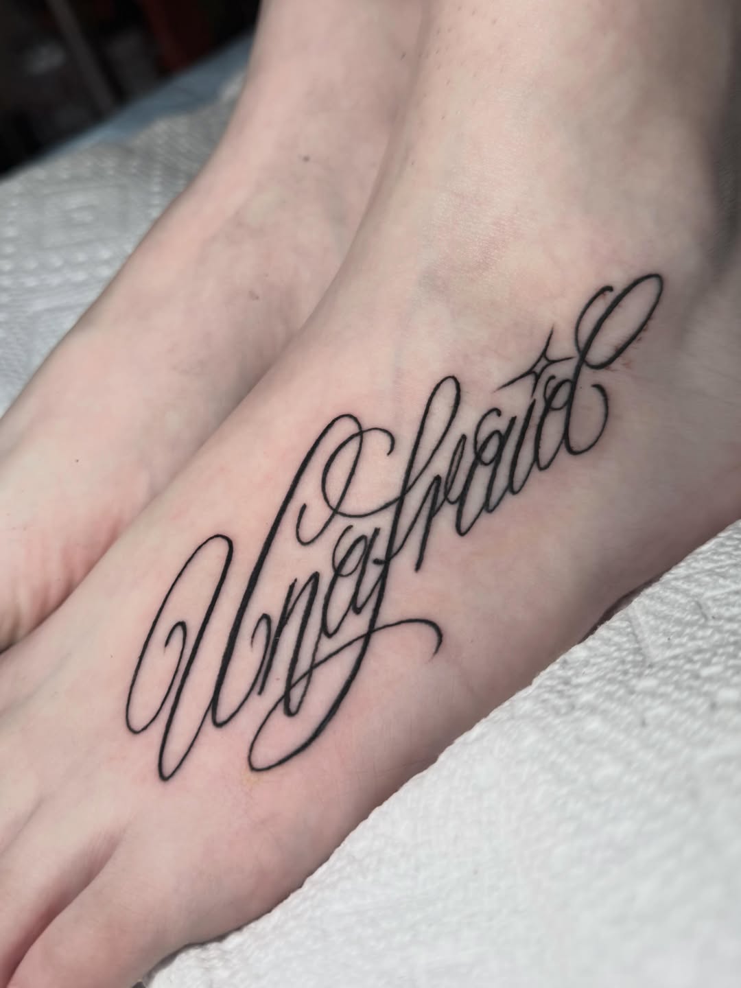 Tattoo by @painted_peach — lettering_script, fine_line