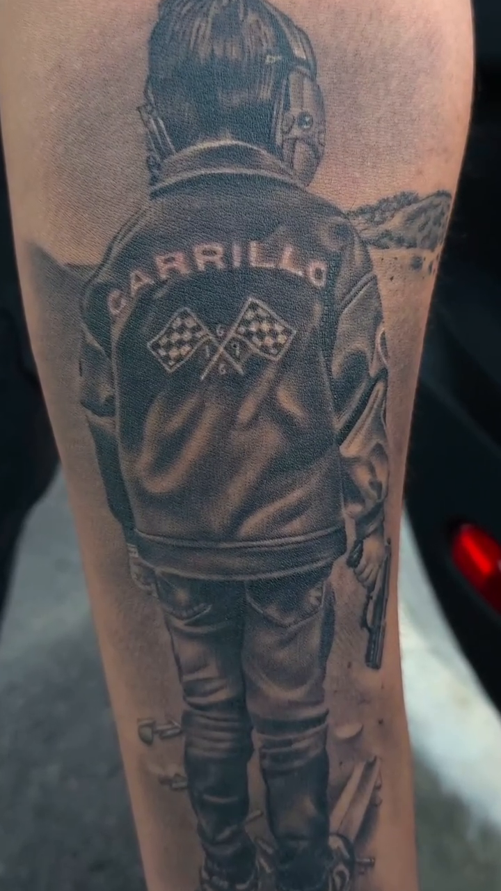 Tattoo by @kickz_tattoos — realism, black_and_grey