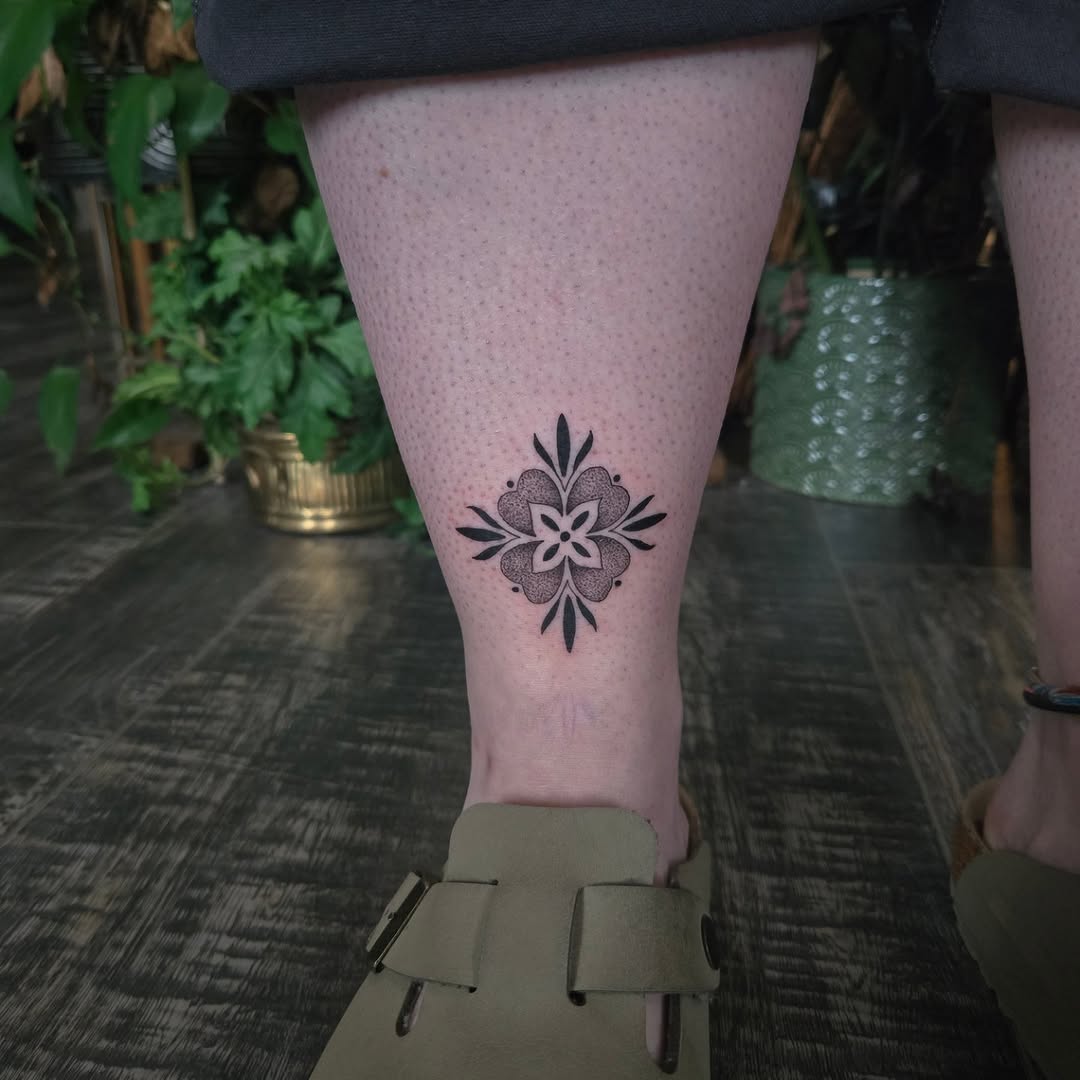Tattoo by @alexandraathenstattoo — dotwork, geometric