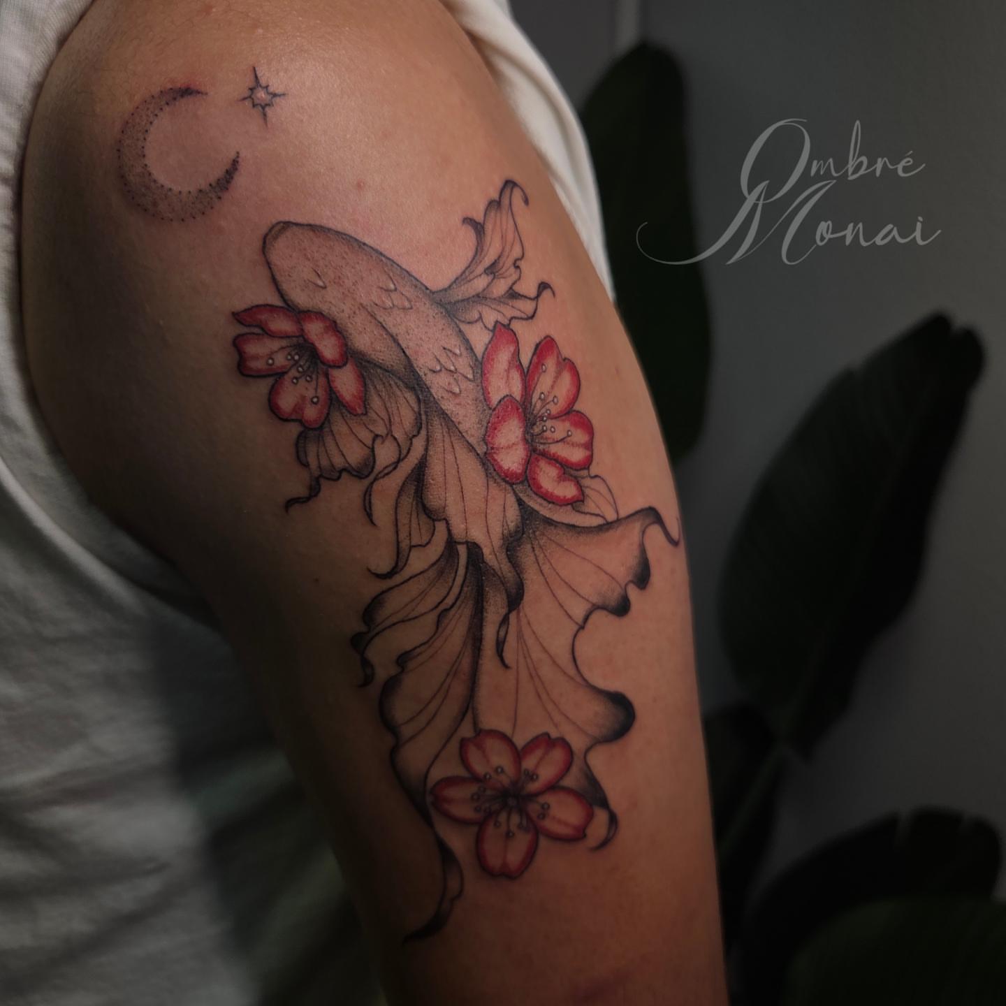 Tattoo by @ombre.monai — japanese_irezumi, dotwork