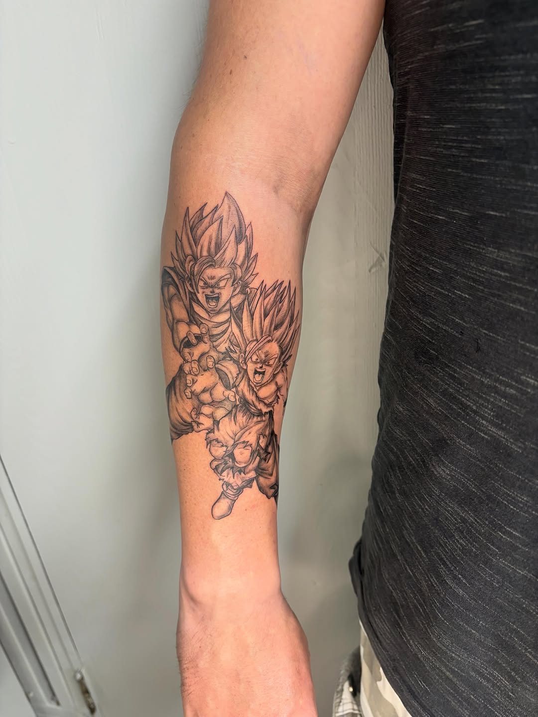 Tattoo by @jc_tat2s — anime, black_and_grey
