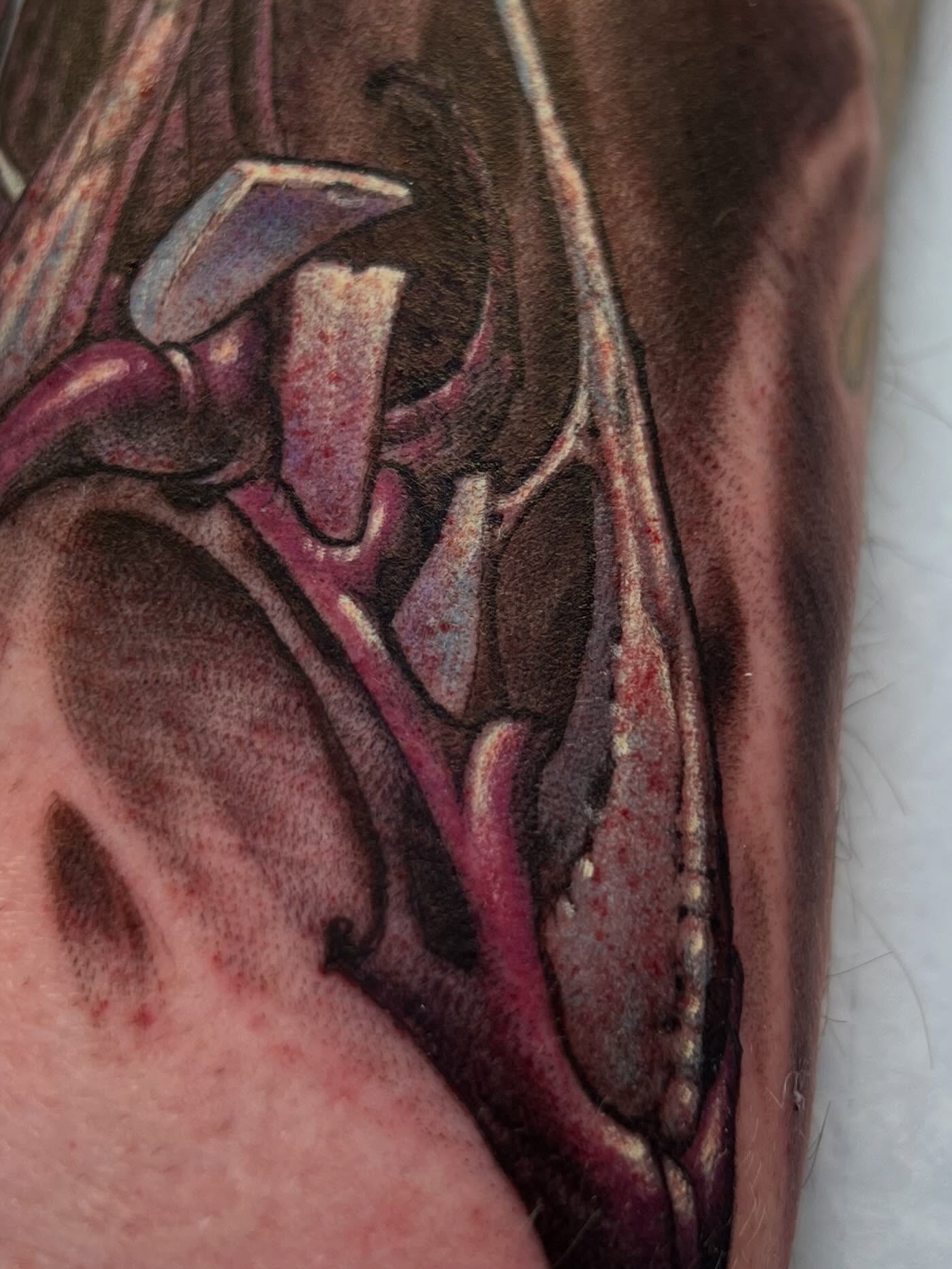 Muscle anatomy realism tattoo on the forearm by Jesse Smith