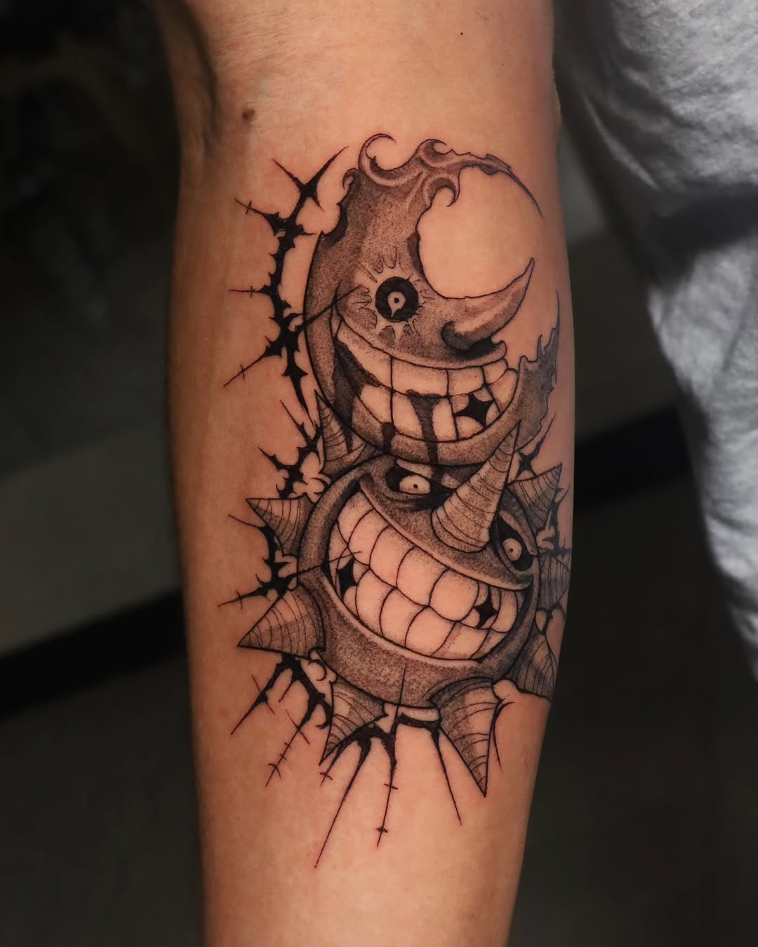 Tattoo by @idkdananicole β anime, black_and_grey