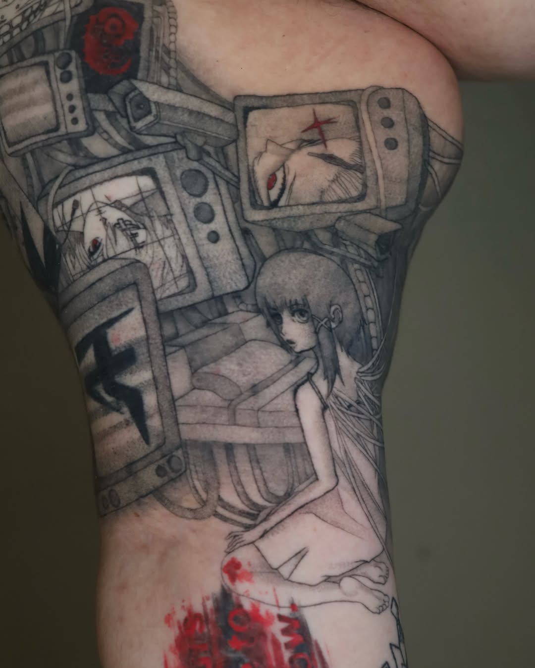 Tattoo by @idkdananicole β anime, black_and_grey