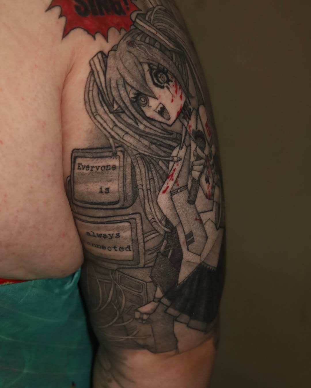 Tattoo by @idkdananicole β anime, black_and_grey