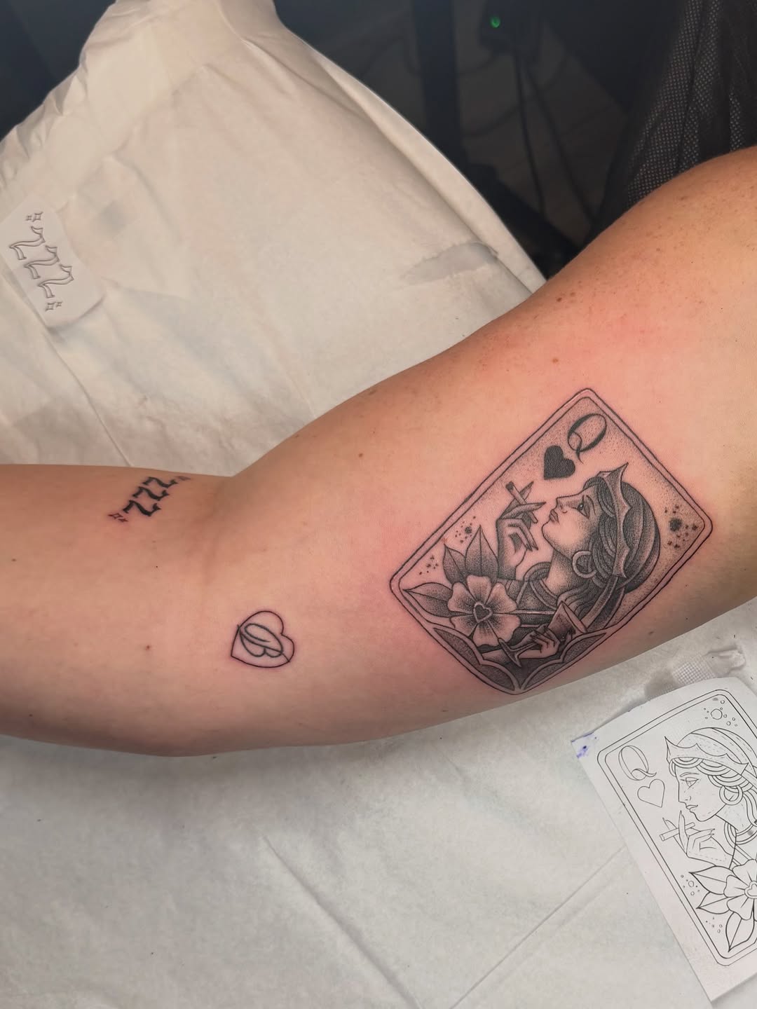Queen of Hearts card tattoo on the forearm by Nicole Libretti ✶ Tattoo ✶ Hvny