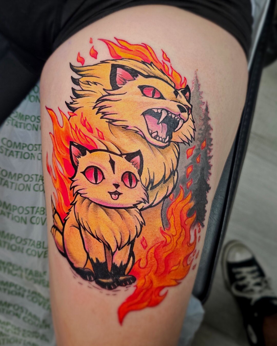 Tattoo by @whatthehecker88 — anime, dotwork