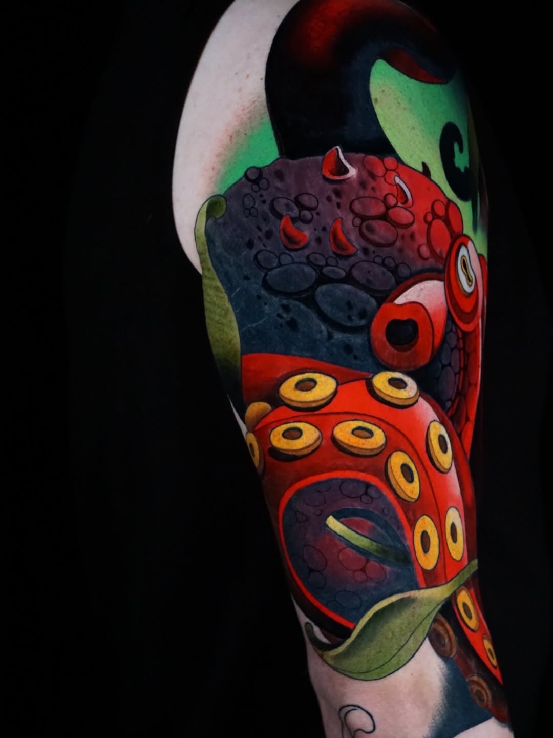 Octopus tentacles American traditional tattoo on the forearm by Skyler Miller