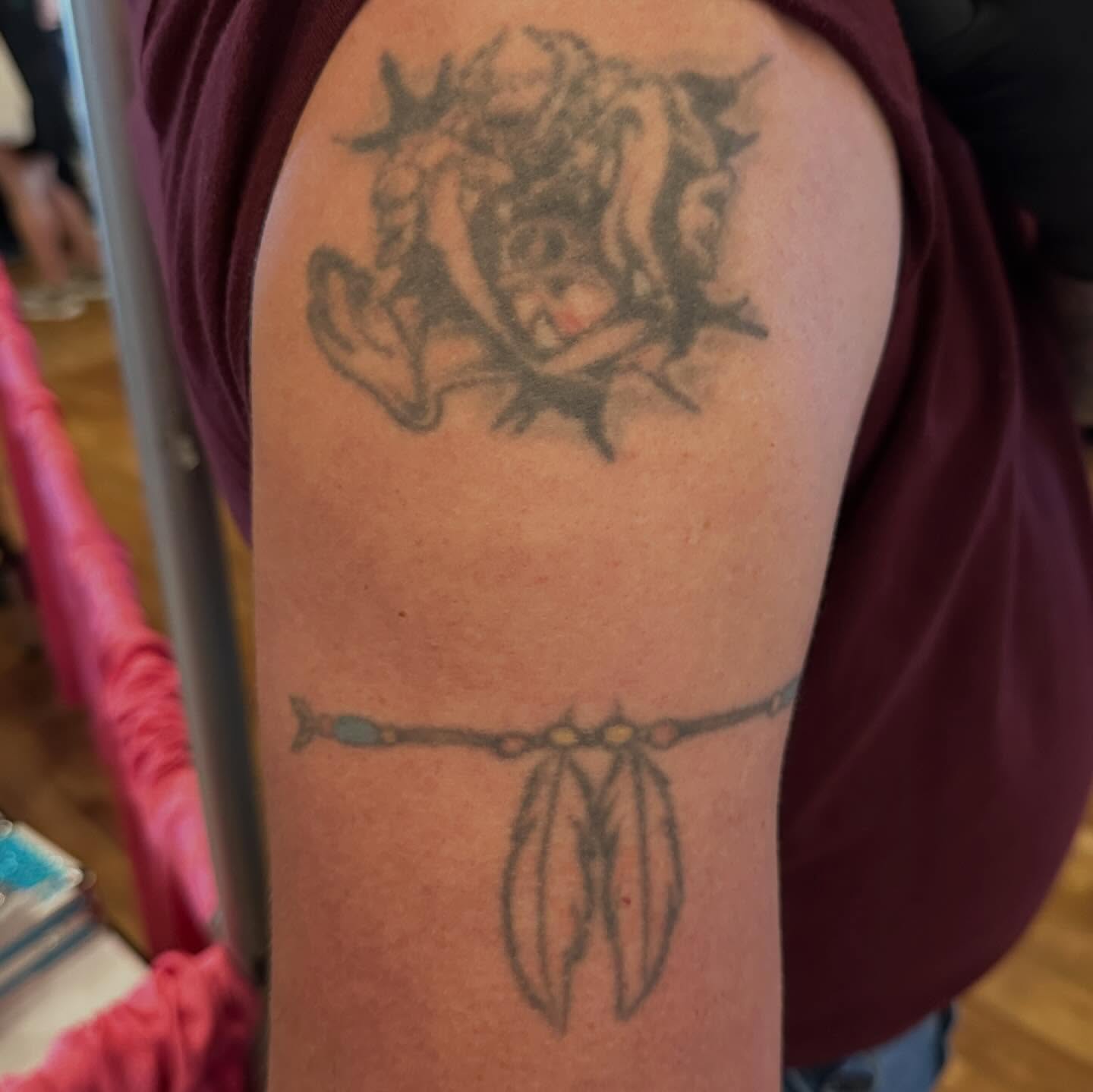 Anchor and medusa black and grey tattoo on the shoulder by Jared Allen, Saint Petersburg, Florida