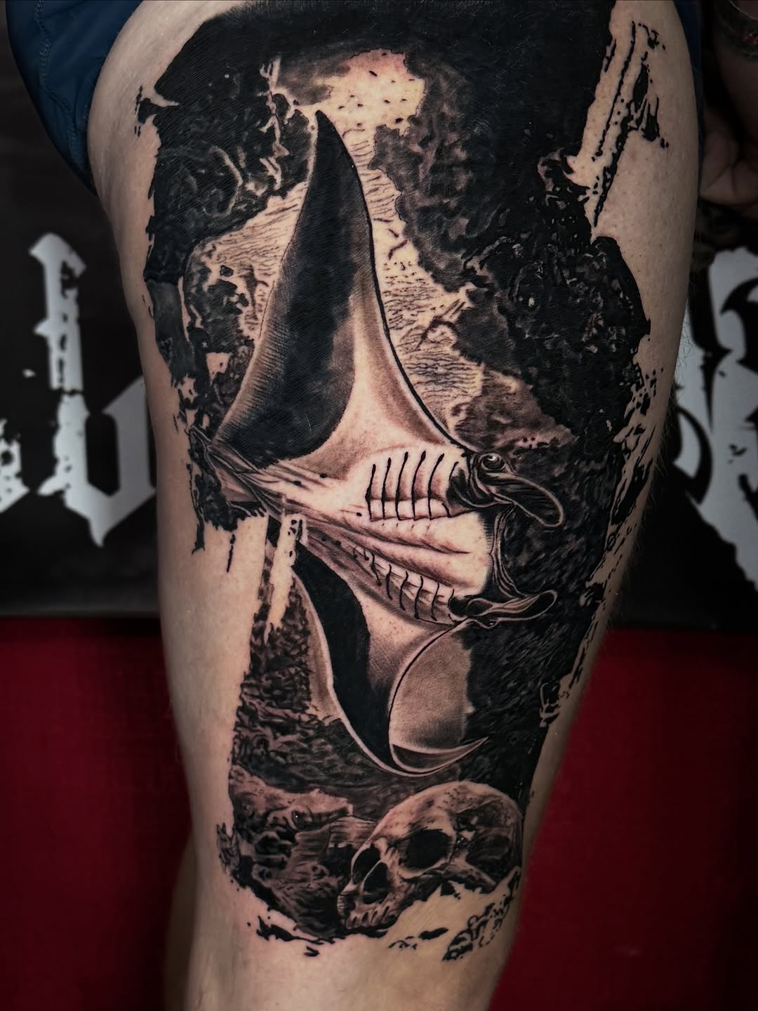 Tattoo by @maverickmayesart — black_and_grey, realism