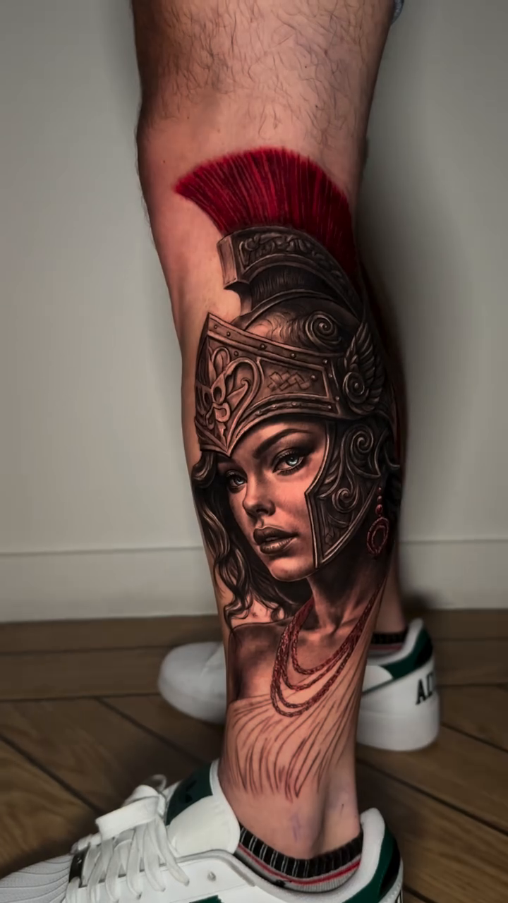 Spartan woman realism tattoo by Cipri Suciu