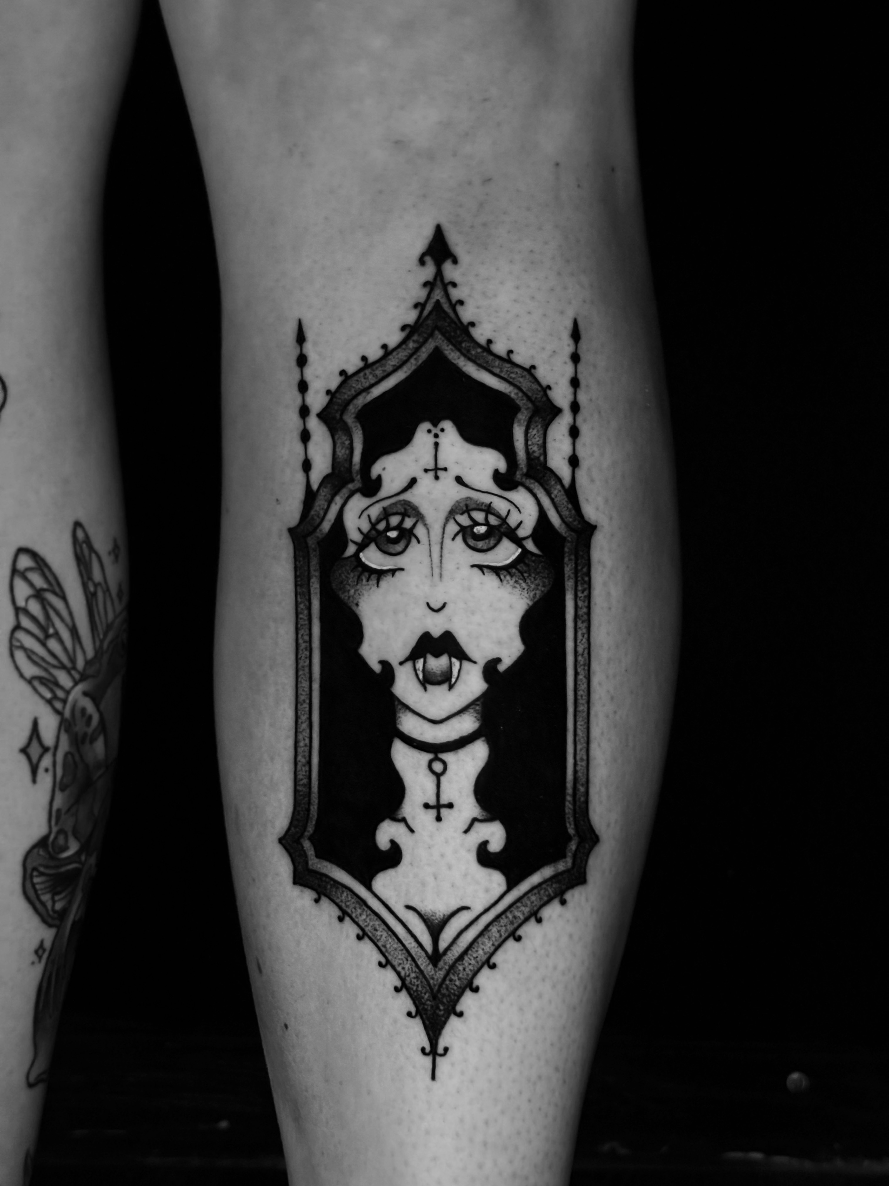 Vampire geometric tattoo on the forearm by ✠ courtney jorée ✠