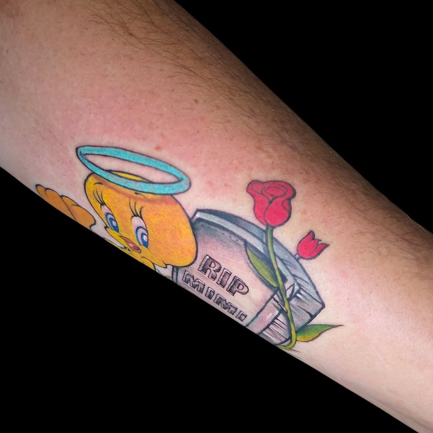 Tweety bird American traditional tattoo on the forearm by Matriix.Ink Tattoos, Groton, Connecticut