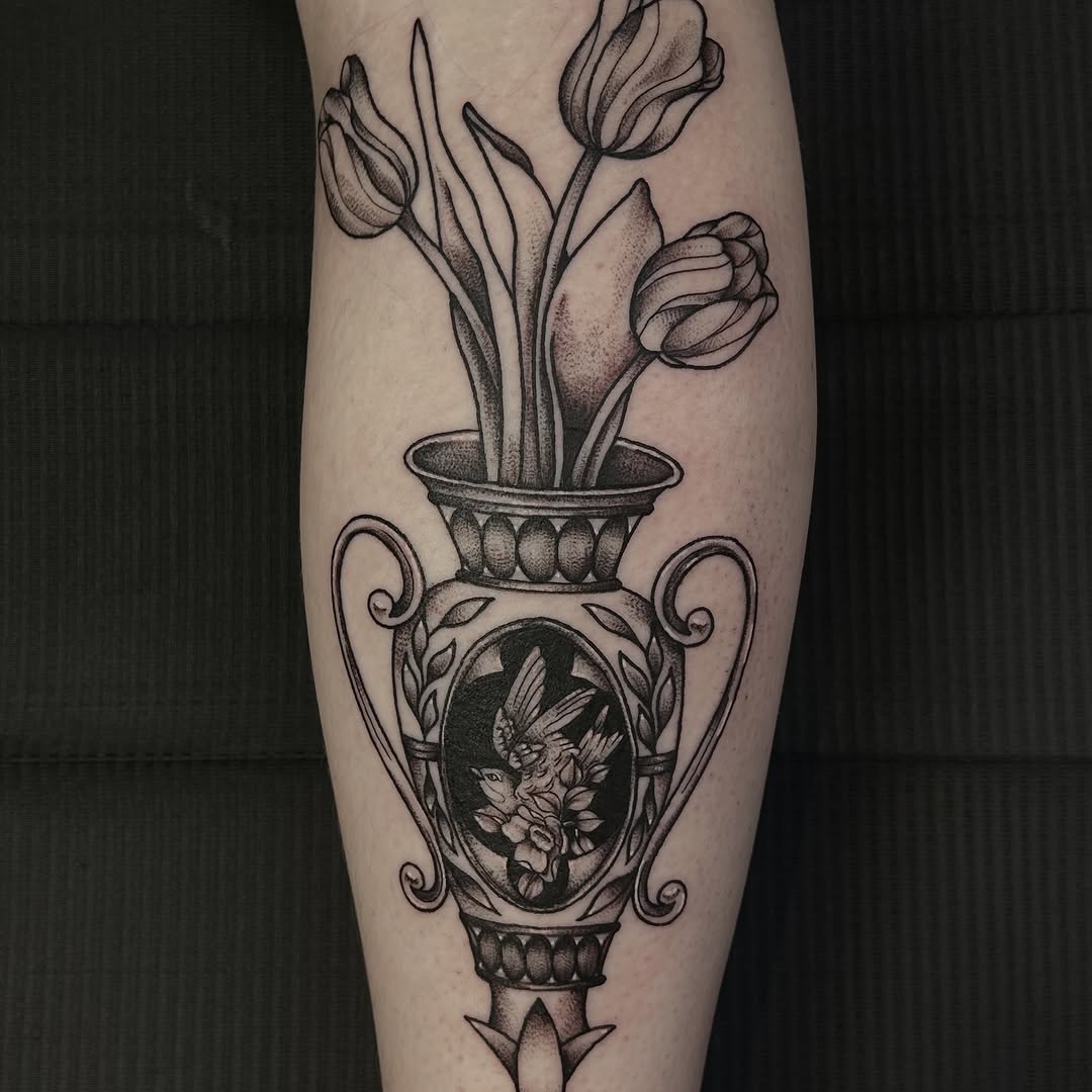 Tattoo by @pourriink — black_and_grey, realism