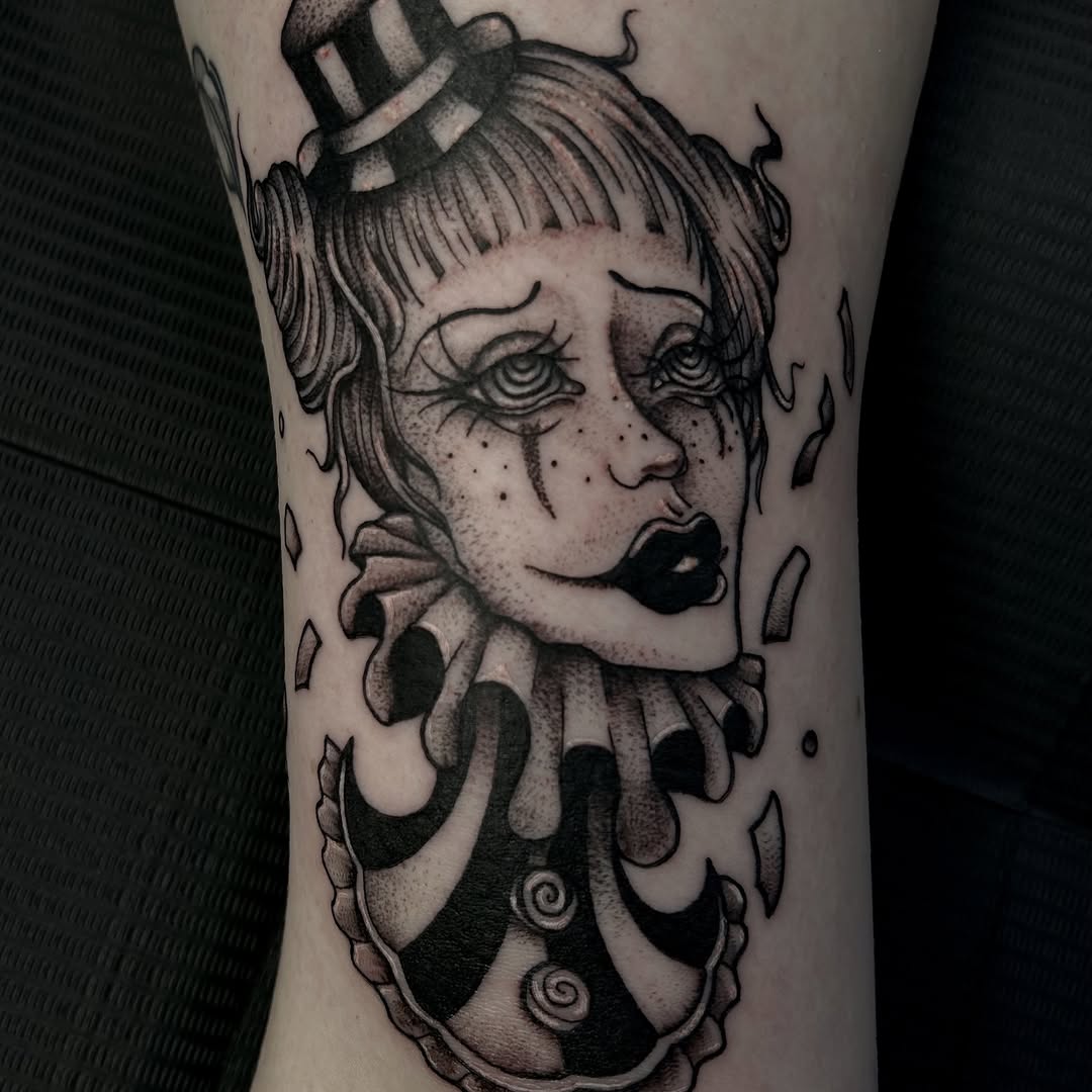 Tattoo by @pourriink — black_and_grey, dotwork