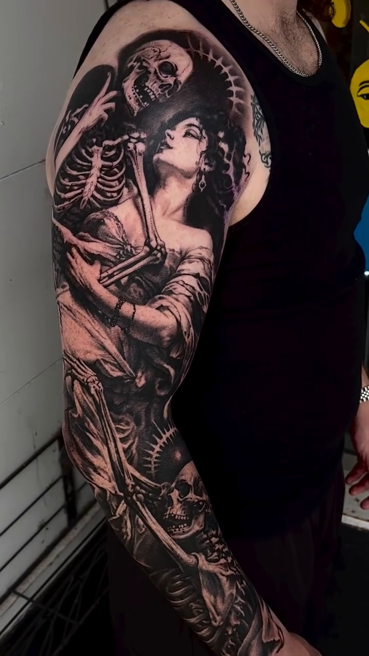 Realism tattoo on the upper arm by Jacob Sheffield, Grand Junction, Colorado