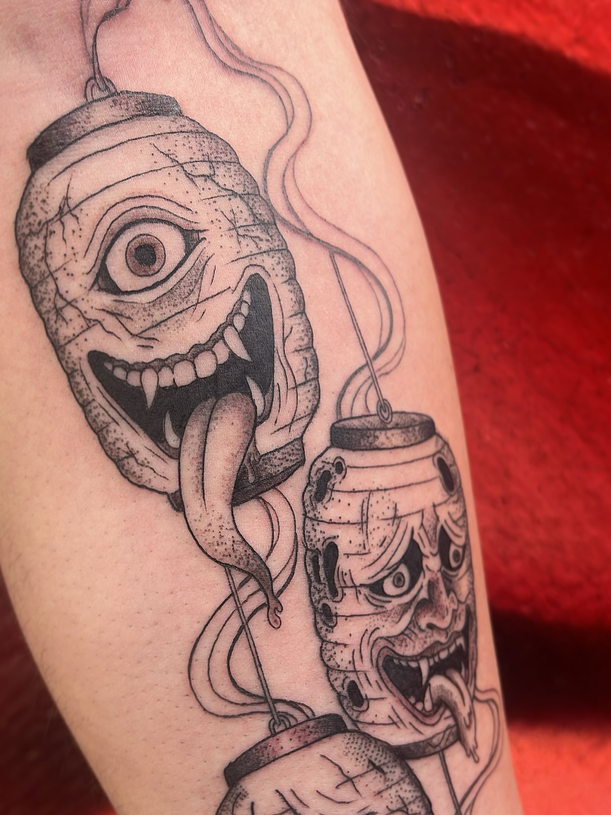 Mummy head dark realism tattoo on the forearm by Elle Miller