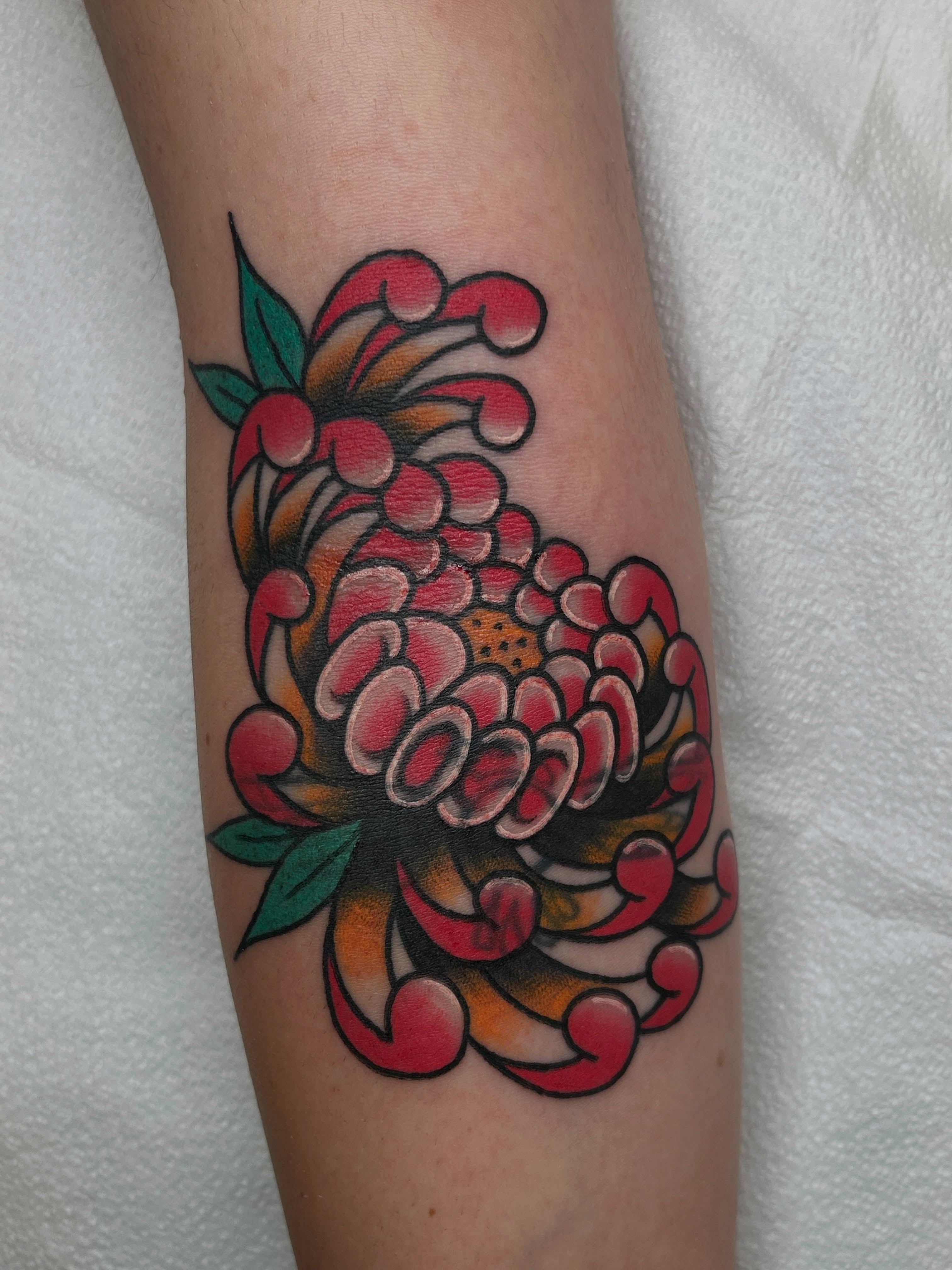 Chrysanthemum American traditional tattoo on the forearm by ๐๐ข๐ฉ๐๐ซ๐ฆ๐ข ๐๐ฌ๐ซ๐ก๐๐ถ๐ฆ
โจ
