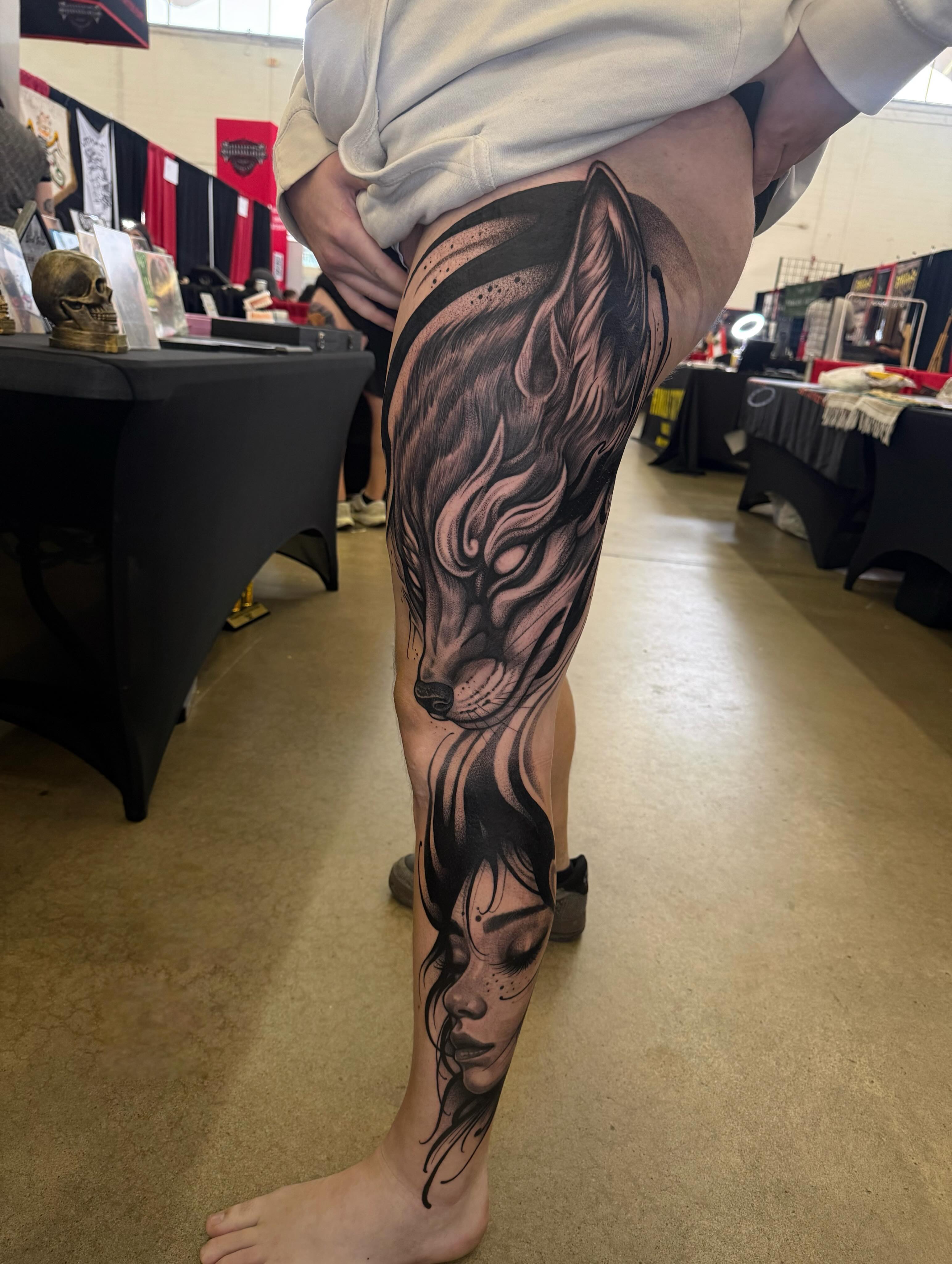 Tattoo by @the_alkomist — dotwork, realism