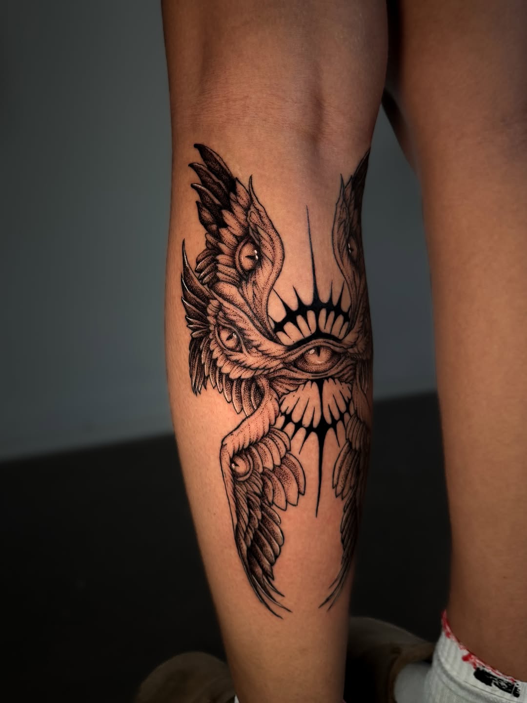 Tattoo by @tatbykam — black_and_grey, dotwork
