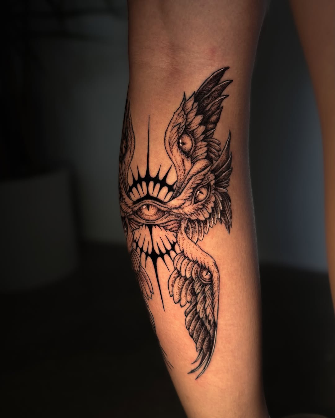 Tattoo by @tatbykam — black_and_grey, dotwork