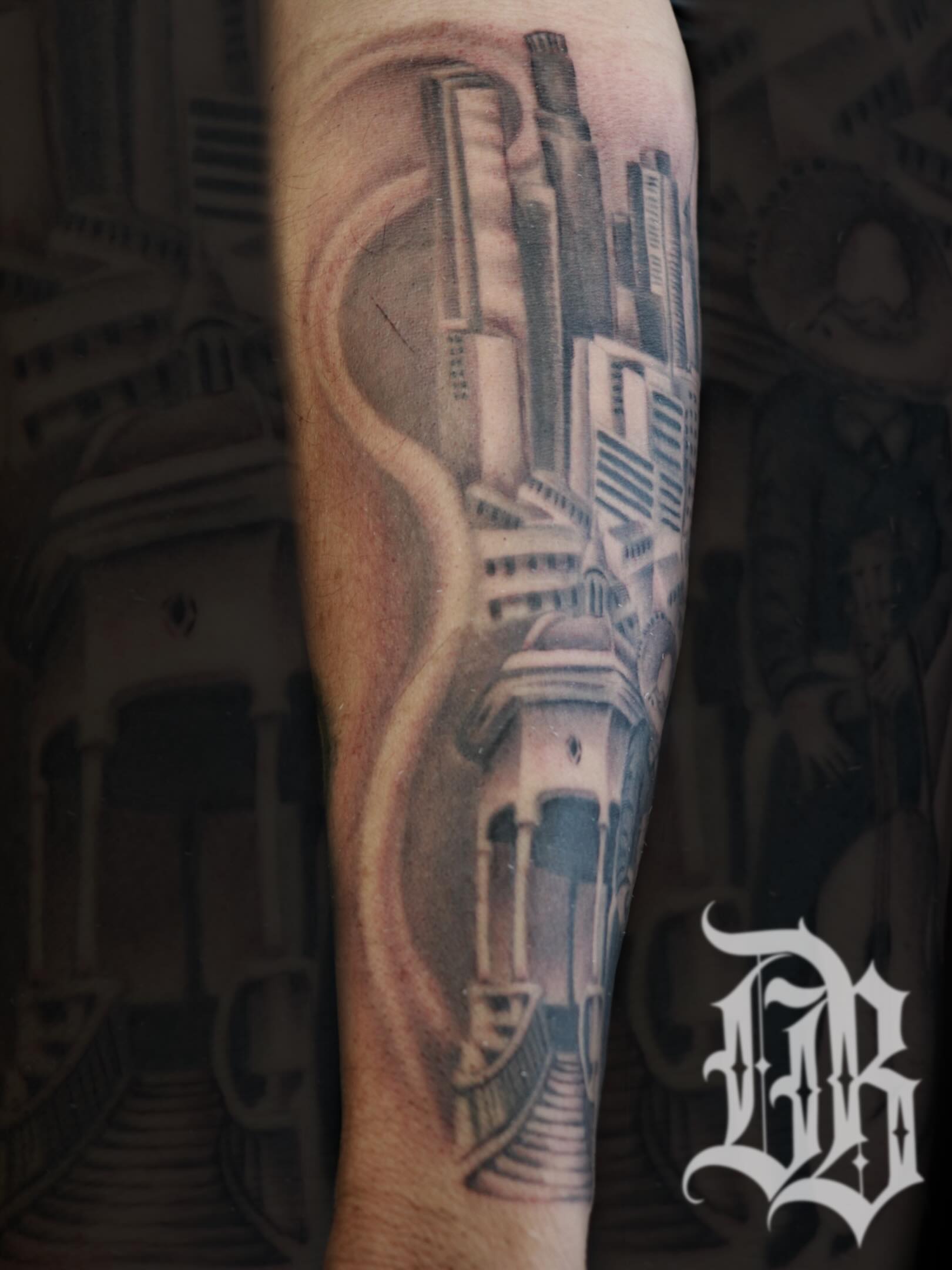 Tattoo by @dannyboy_tattz — realism, geometric