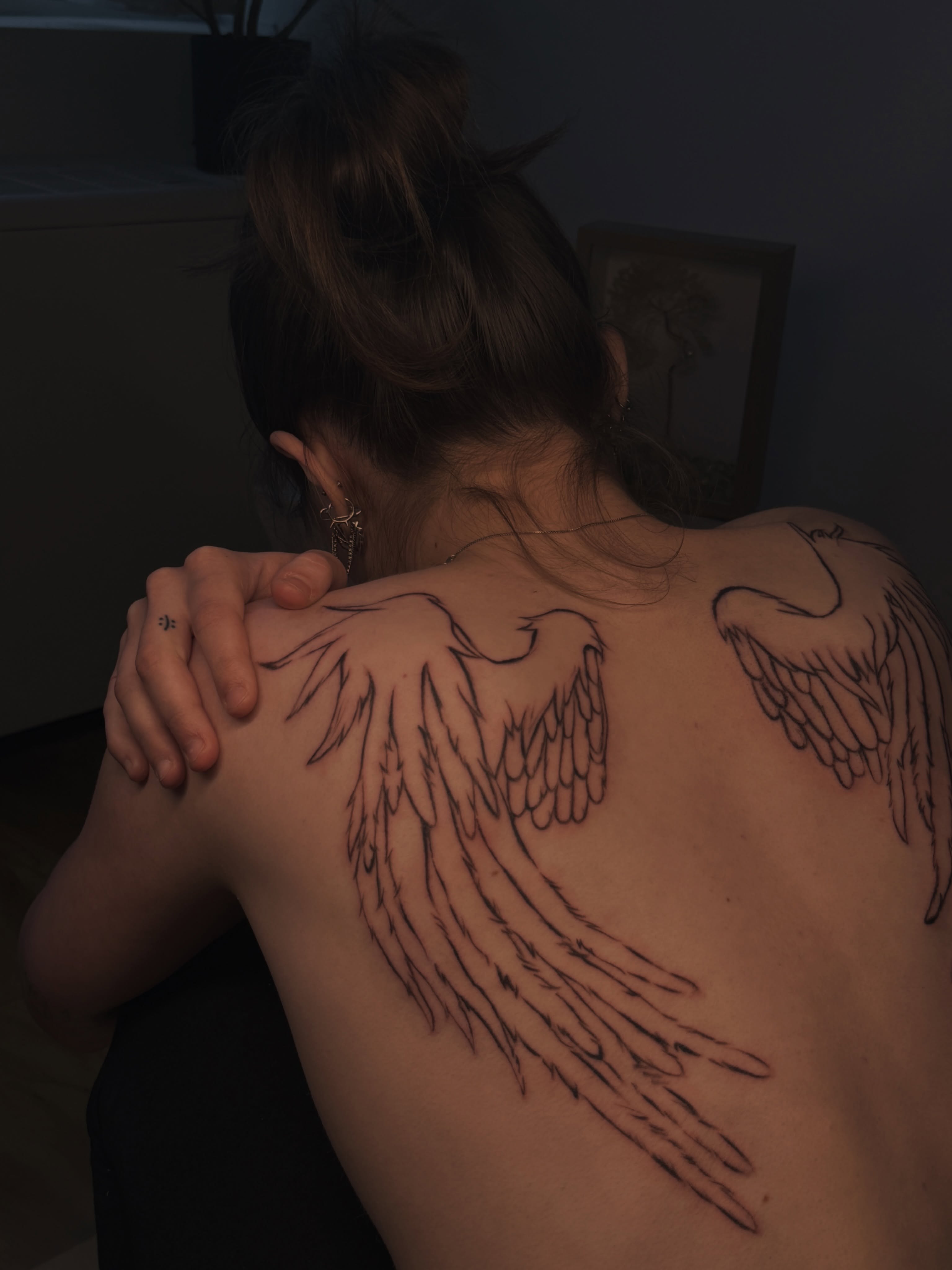 Wings black and grey tattoo on the back by 「 ✦ Sa-Na ✦ 」DMV TATTOO ARTIST