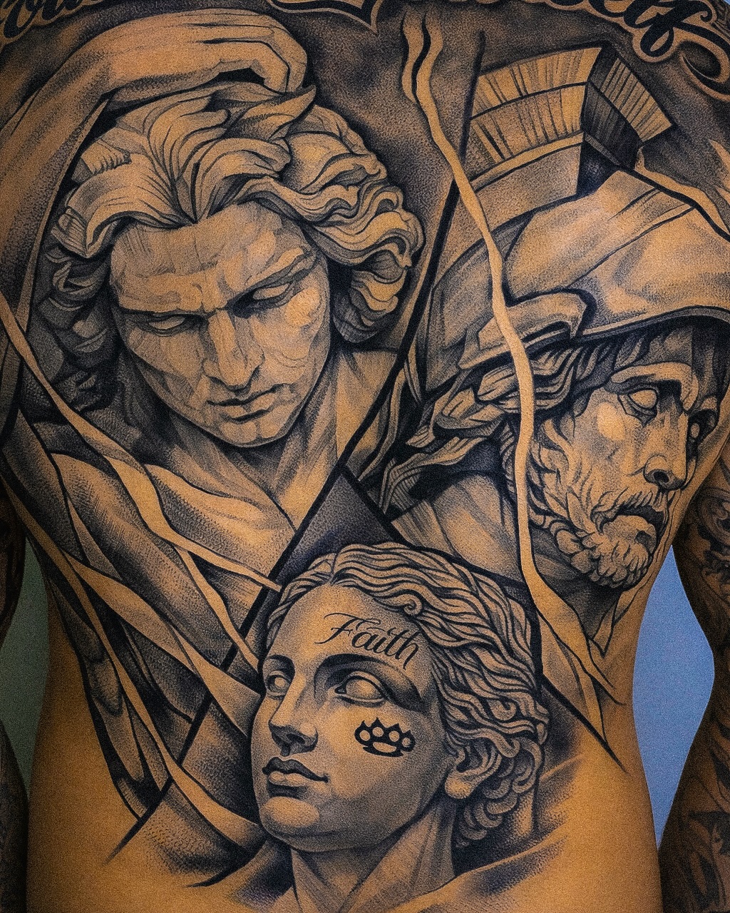 Realism tattoo on the chest by Mak$ Brand