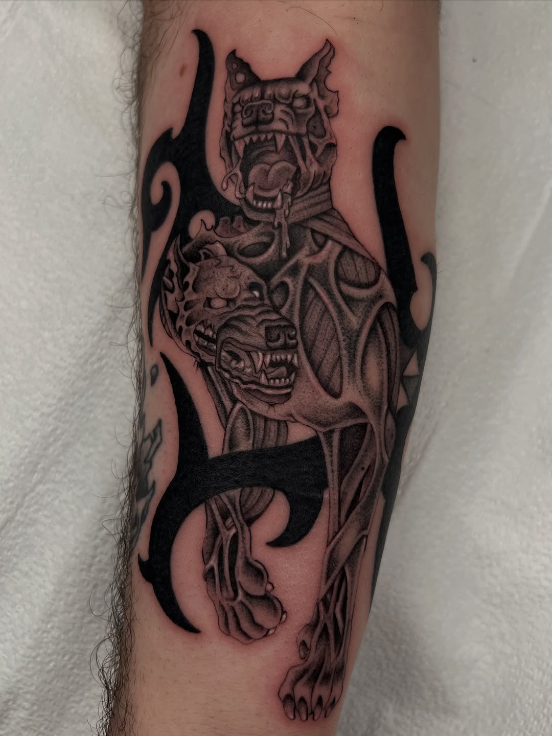 Tattoo by @maplestattoo — black_and_grey, dark_realism