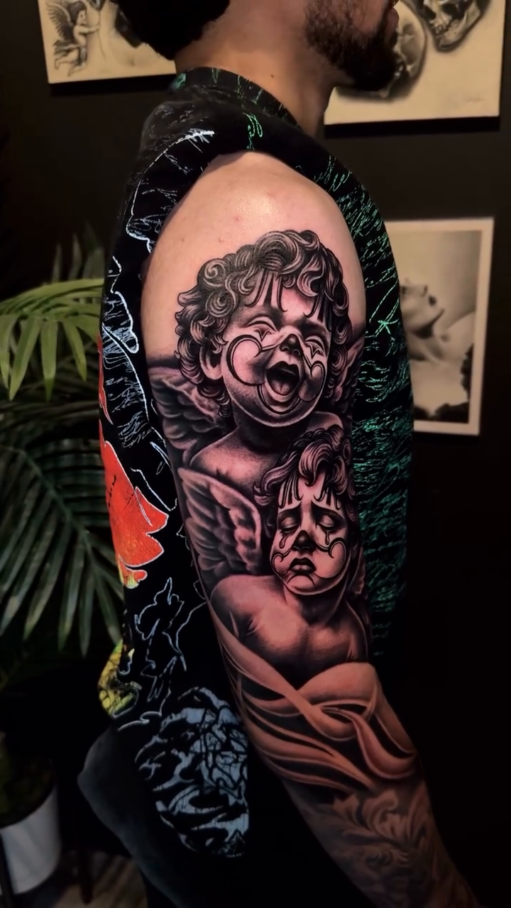 Tattoo by @inkedbychristian — dark_realism, black_and_grey