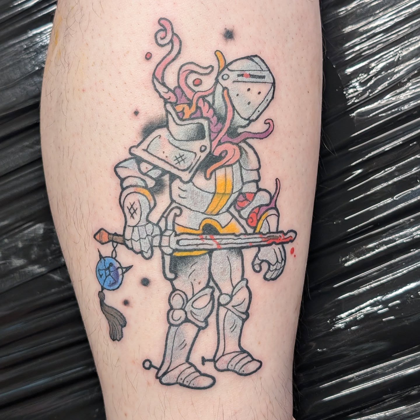 Knight American traditional tattoo on the forearm by norn noszka