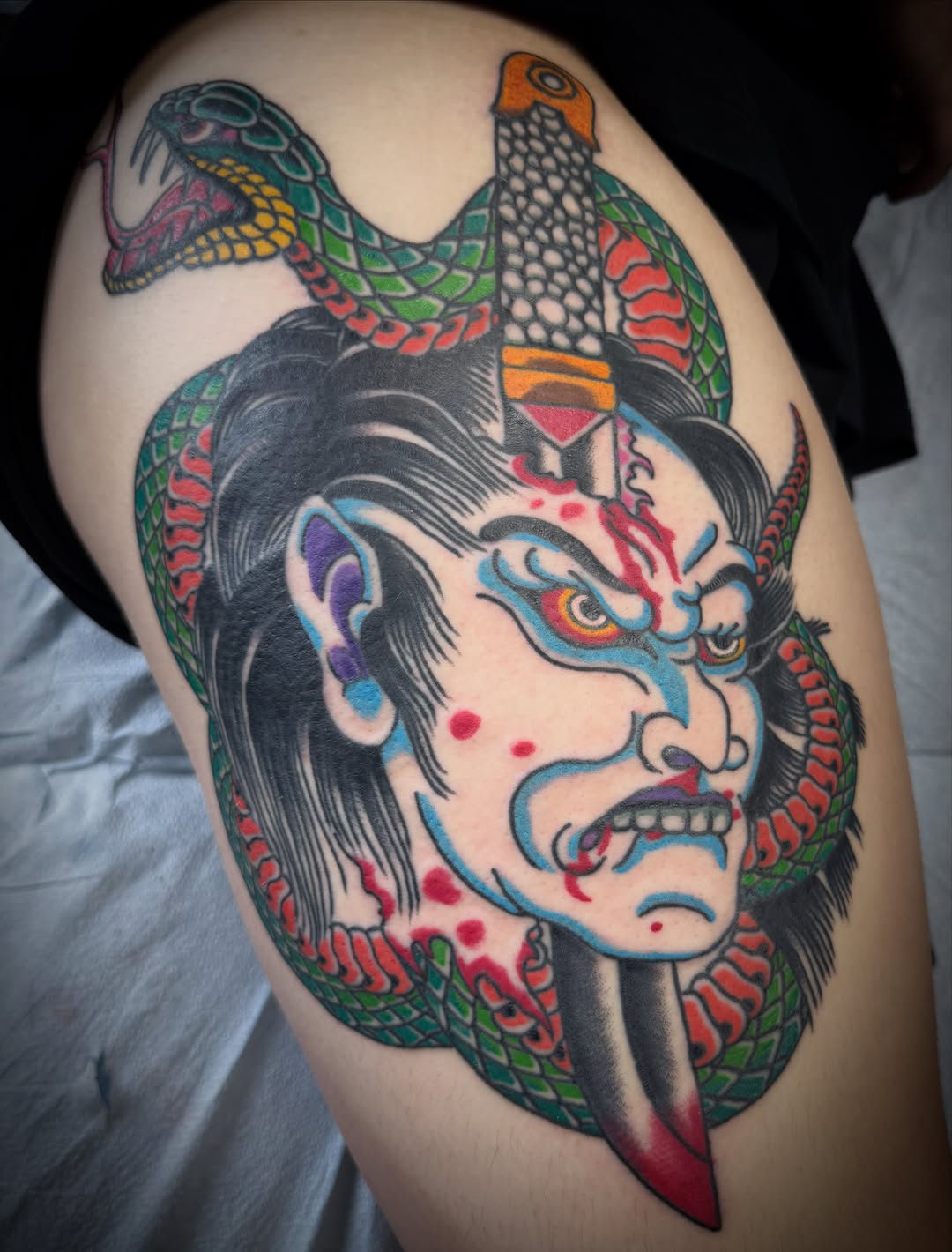 Tattoo by @_wooderson_ — japanese_irezumi, american_traditional