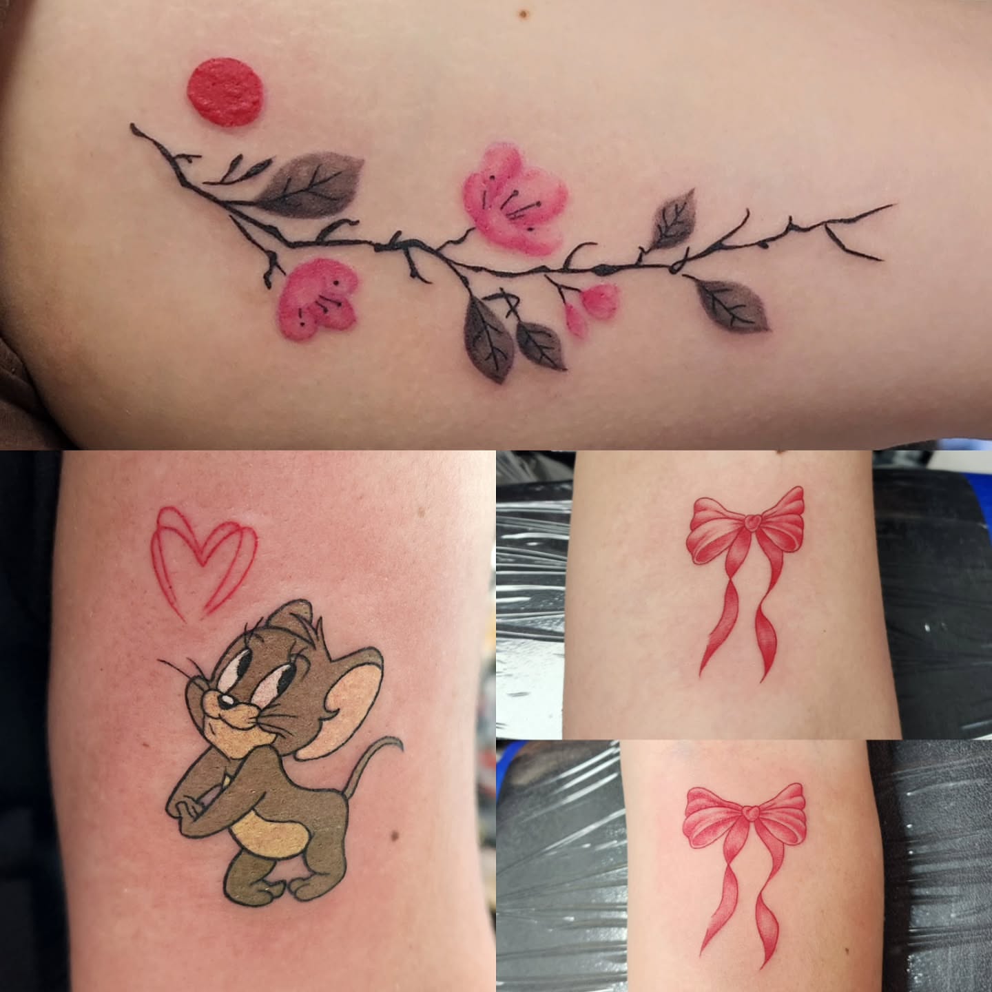 Cherry blossoms and branch watercolor tattoo on the forearm by Jason August